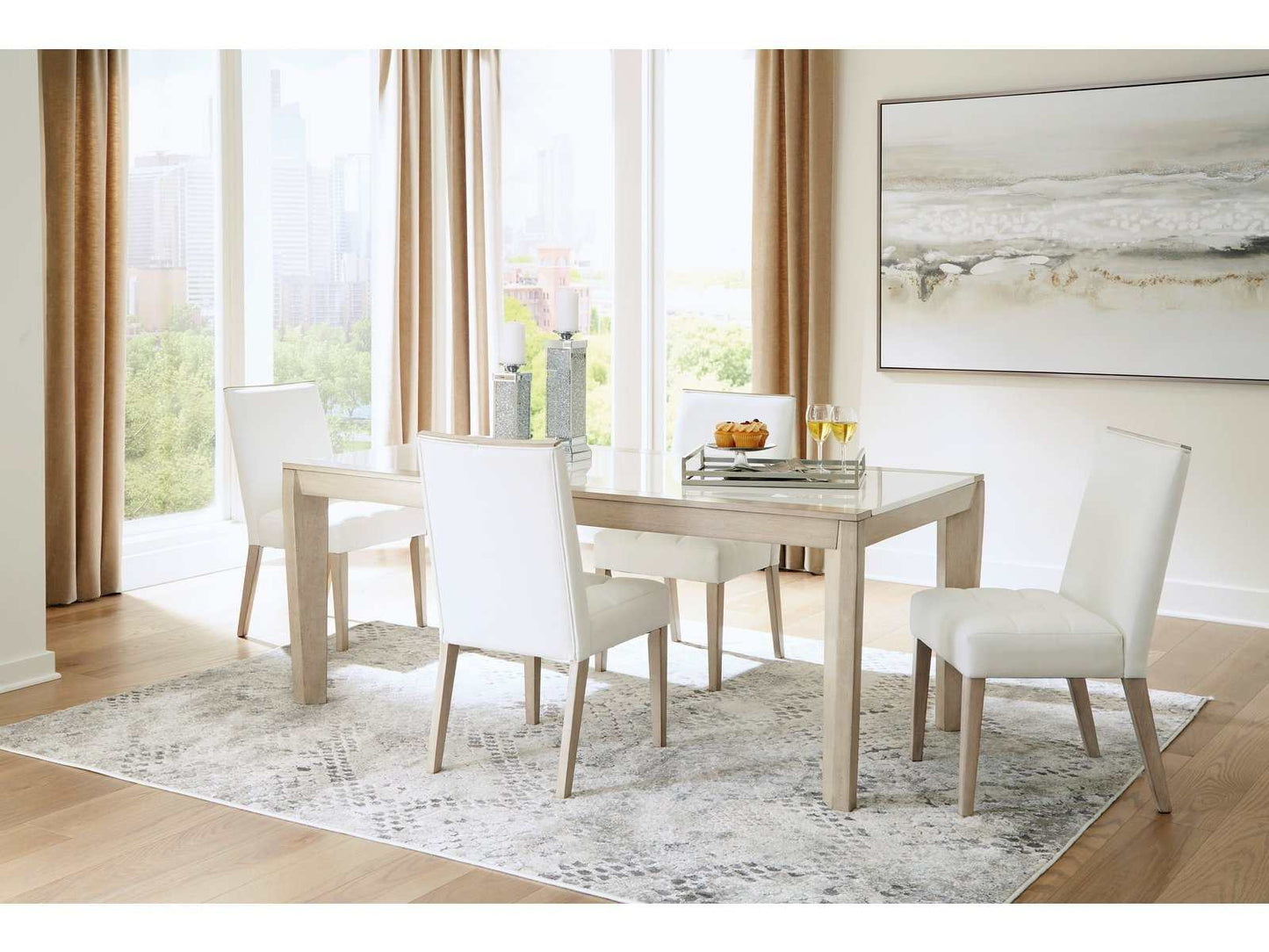 Wendora Bisque & White Dining Room Set / 5pc