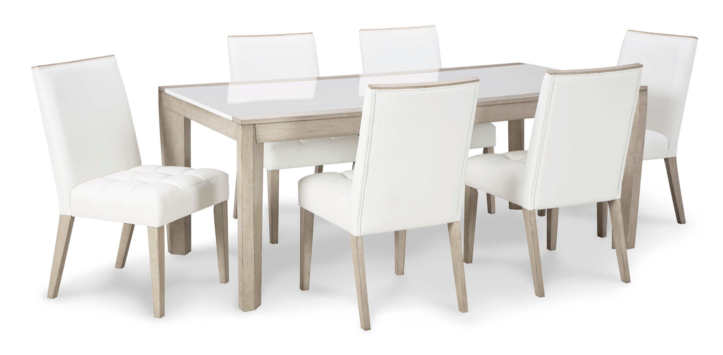 Wendora Bisque & White Dining Room Set / 7pc