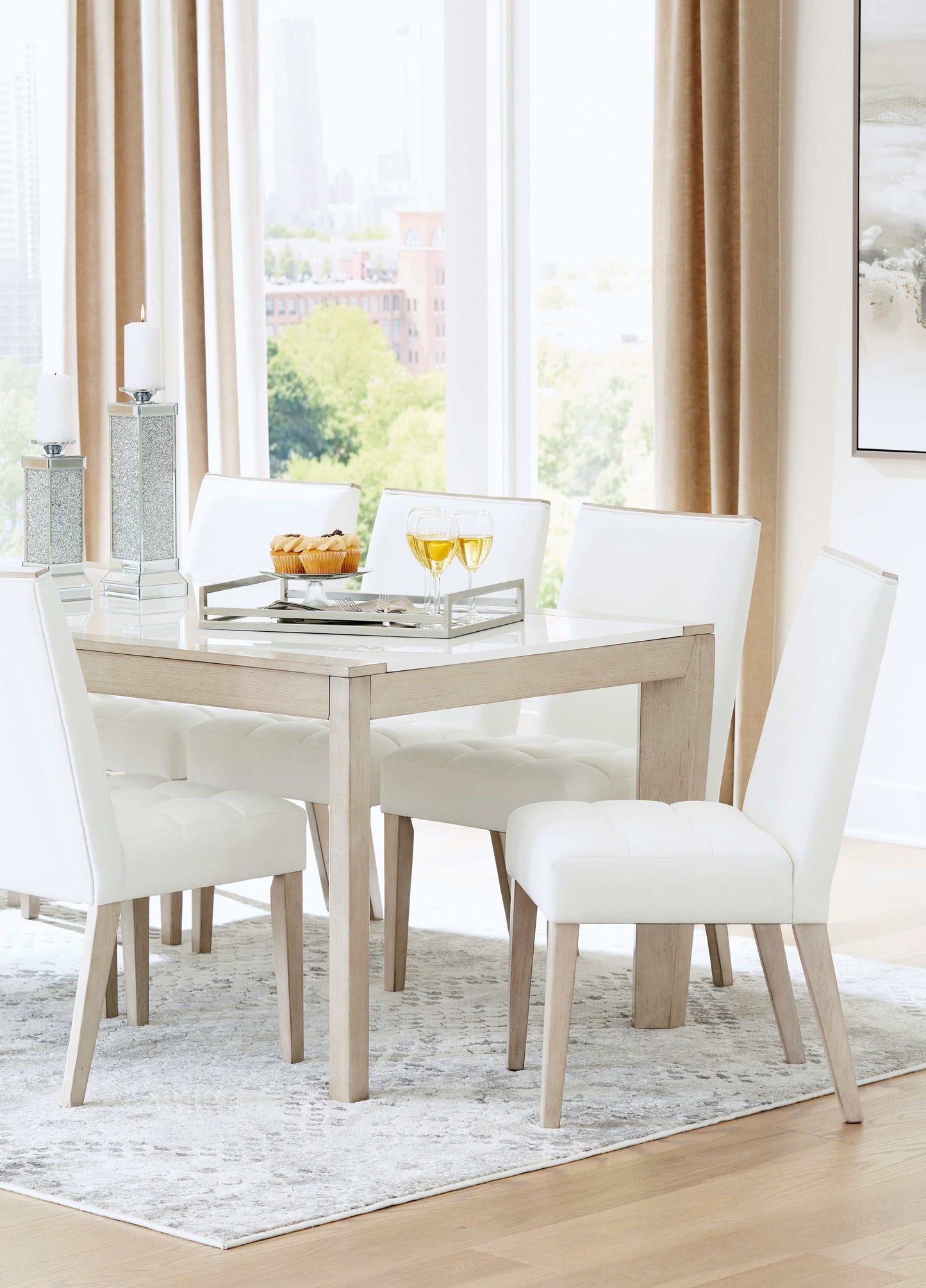 Wendora Bisque & White Dining Room Set / 9pc