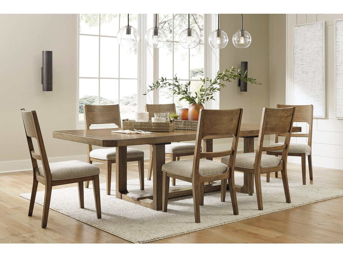 Cabalynn Light Brown Dining Room Set / 7pc