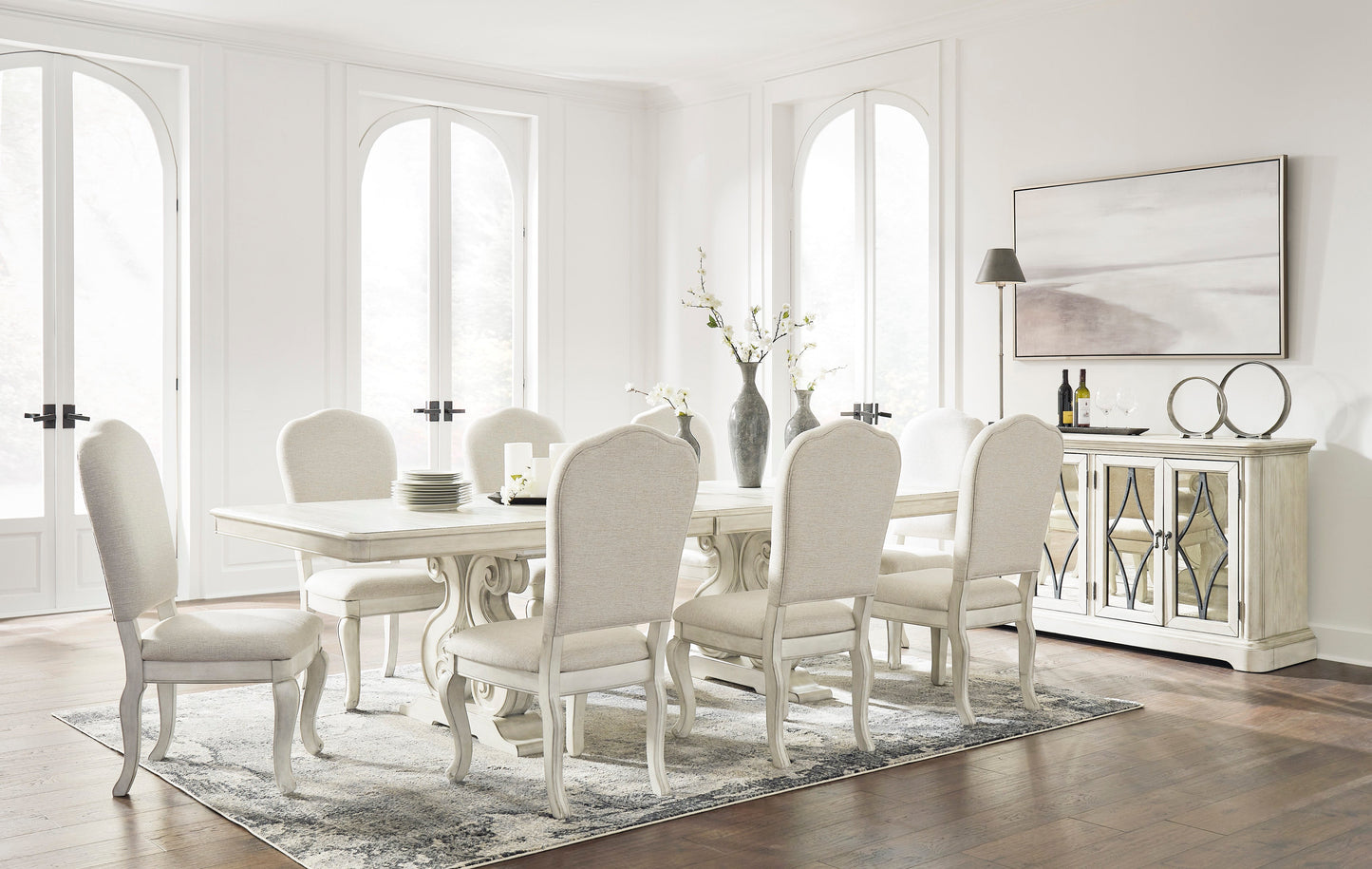 Arlendyne Antique White Dining Room Set / 9pc