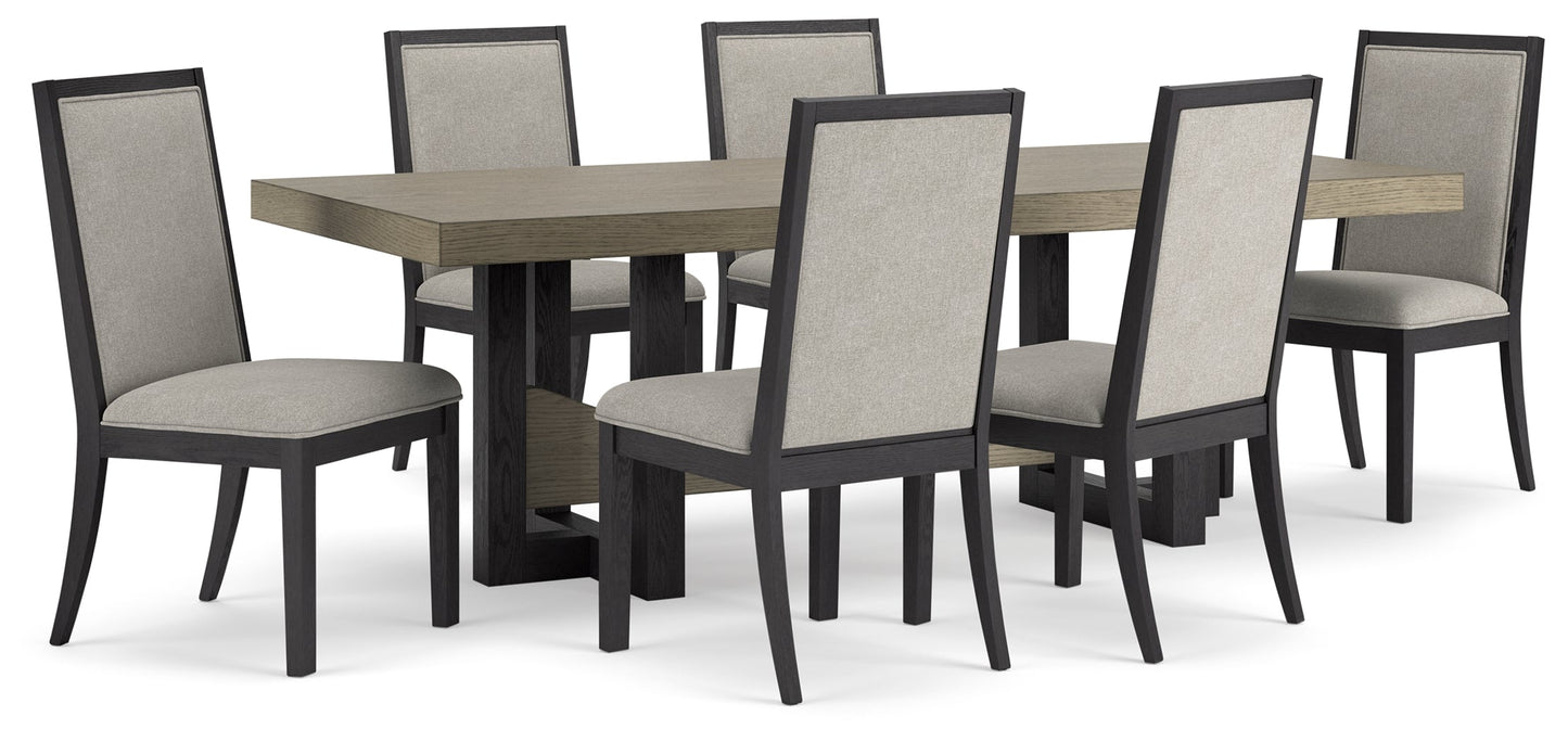 Foyland Black/Brown Dining Table and 6 Chairs