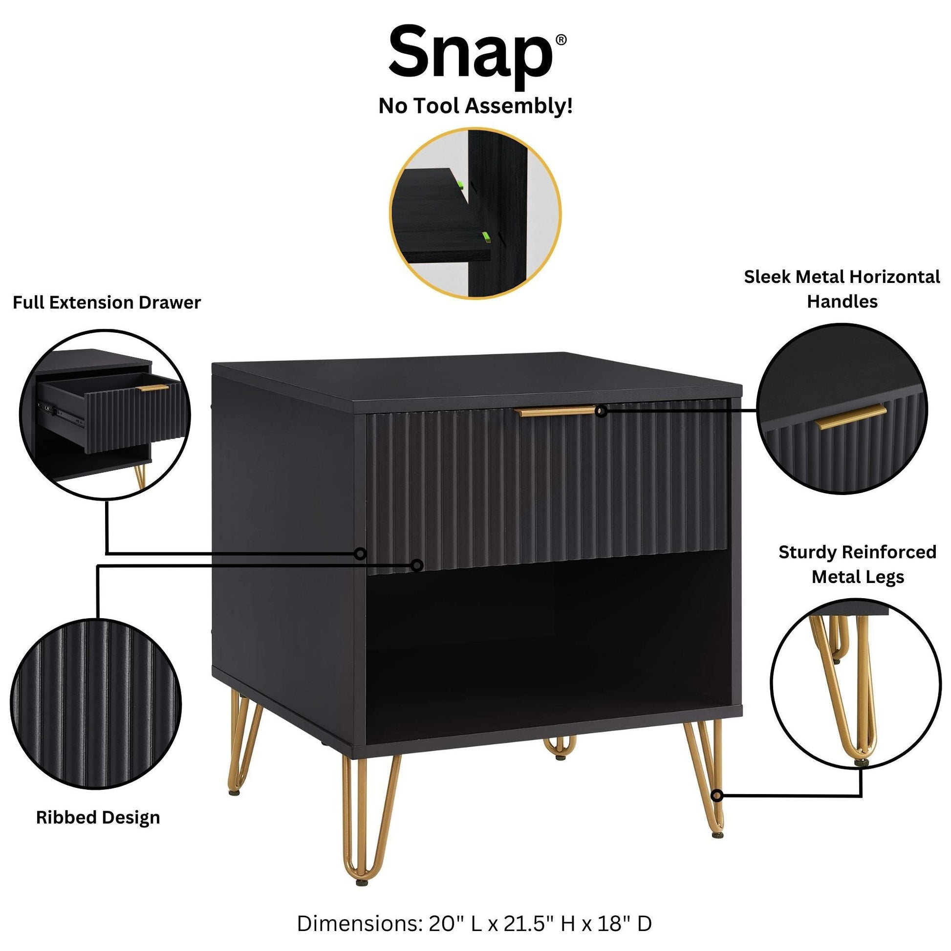 DUMBO 1.0 Nightstand in Black - Ornate Home