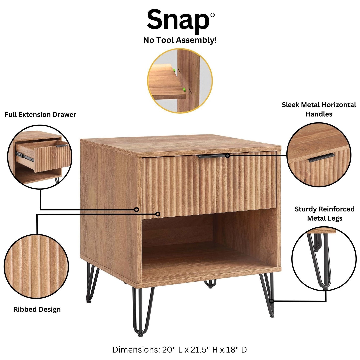 DUMBO 1.0 Nightstand in Golden Brown - Ornate Home