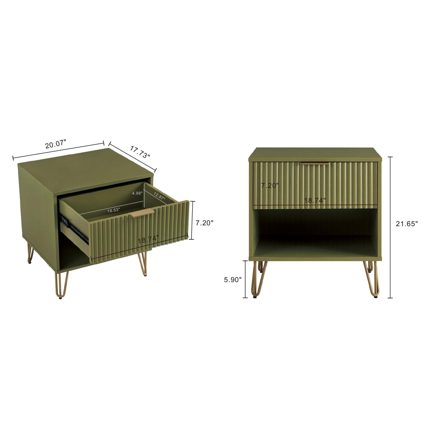DUMBO 1.0 Nightstand in Olive Green - Ornate Home