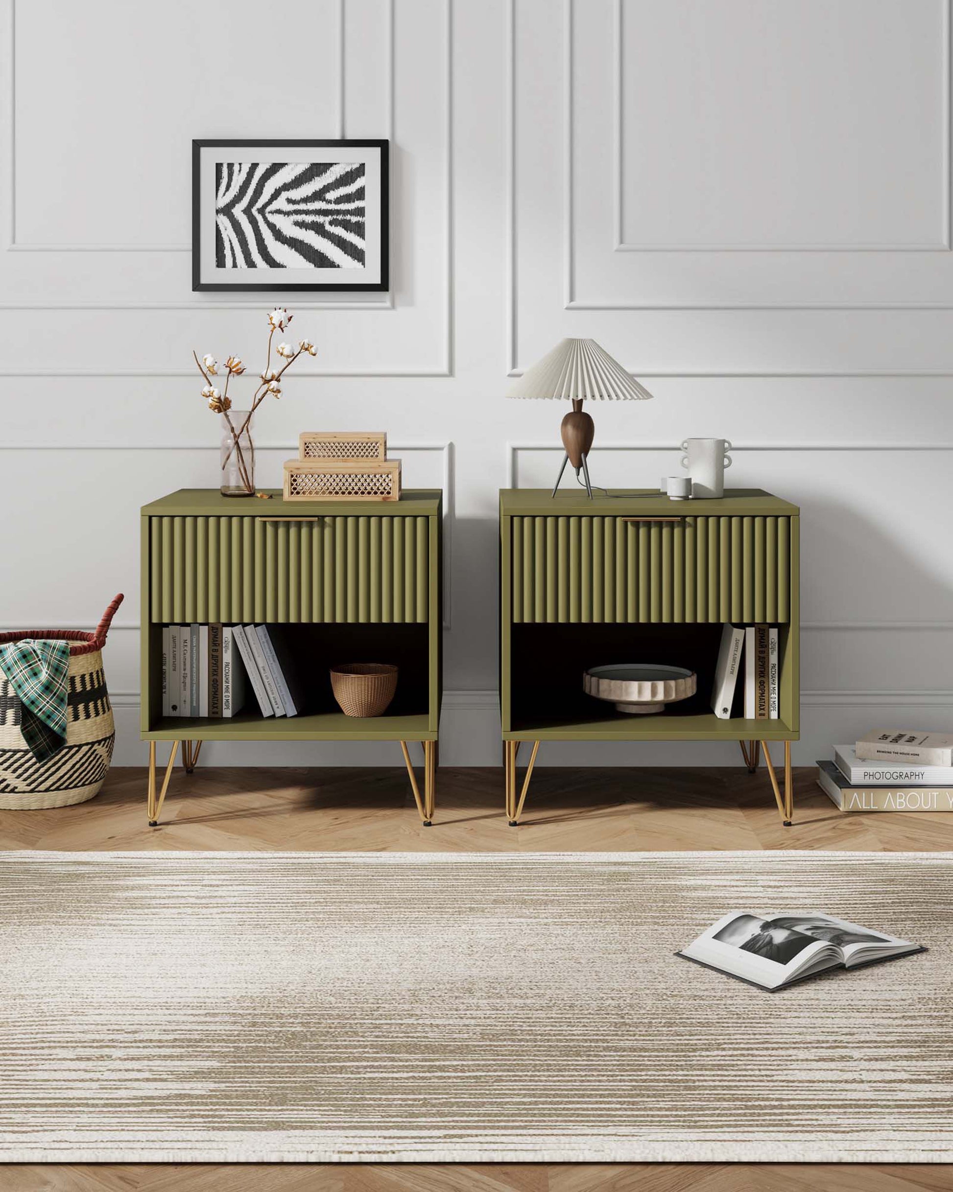 DUMBO 1.0 Nightstand in Olive Green (set of 2) - Ornate Home