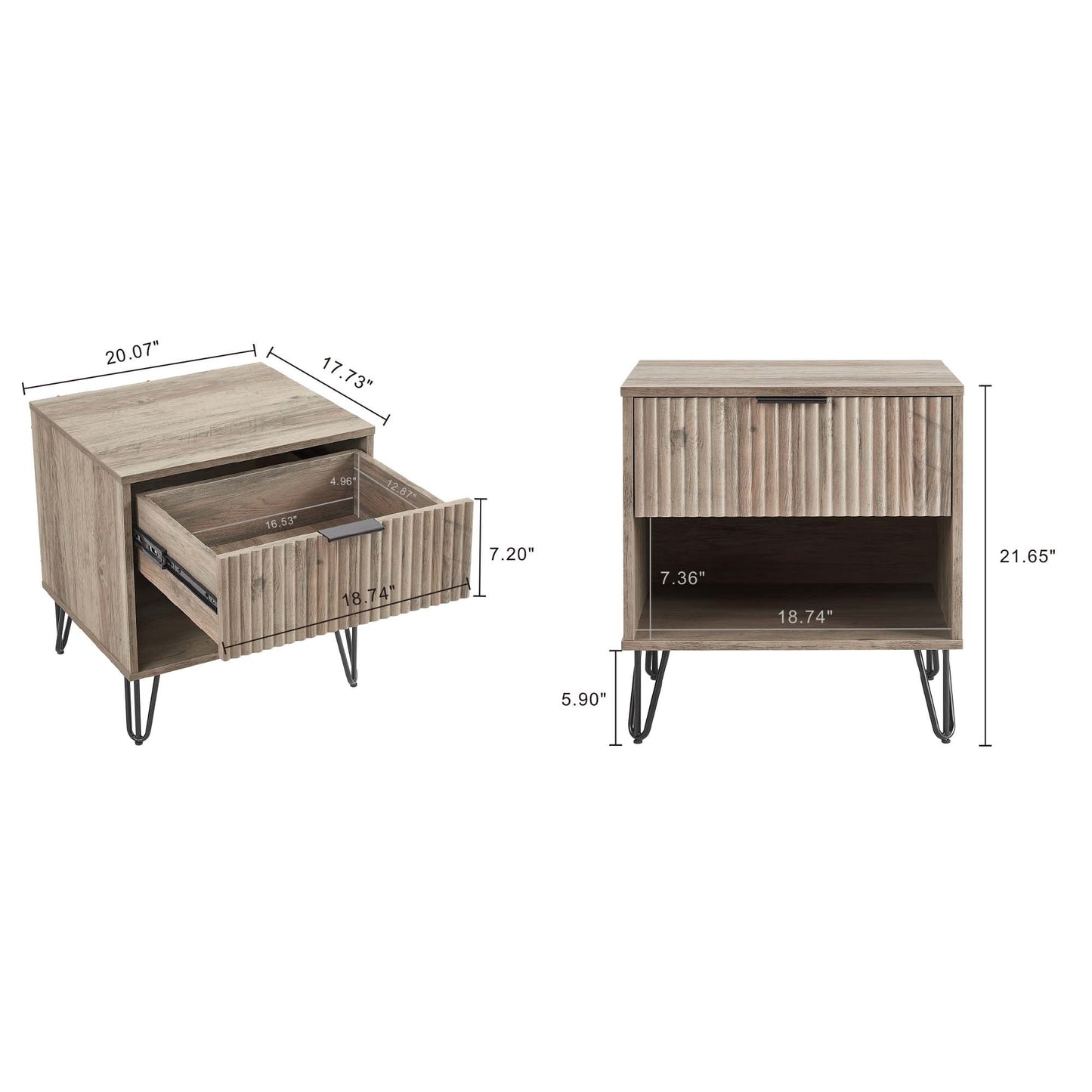 DUMBO 1.0 Nightstand in Rustic Grey - Ornate Home