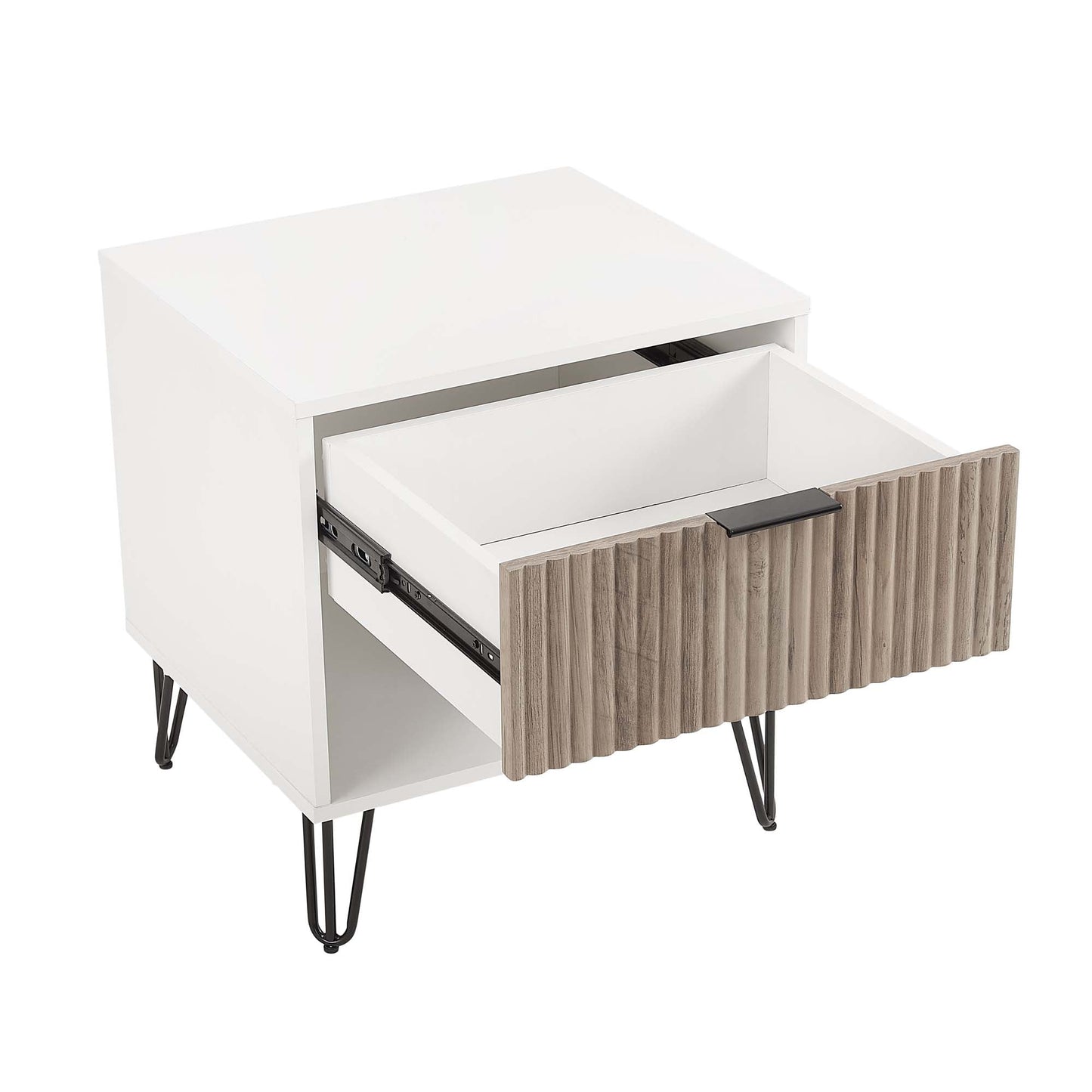 DUMBO 1.0 Nightstand in White and Rustic Grey - Ornate Home