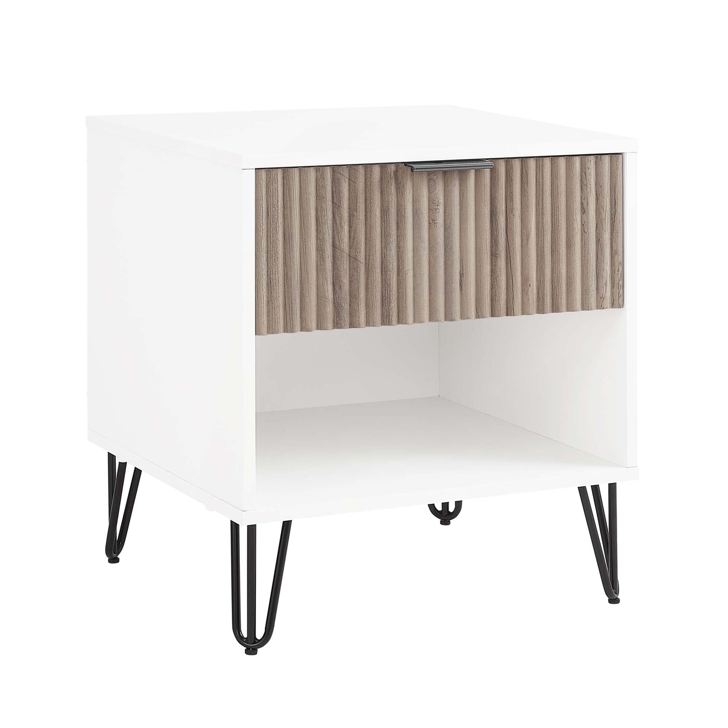DUMBO 1.0 Nightstand in White and Rustic Grey - Ornate Home