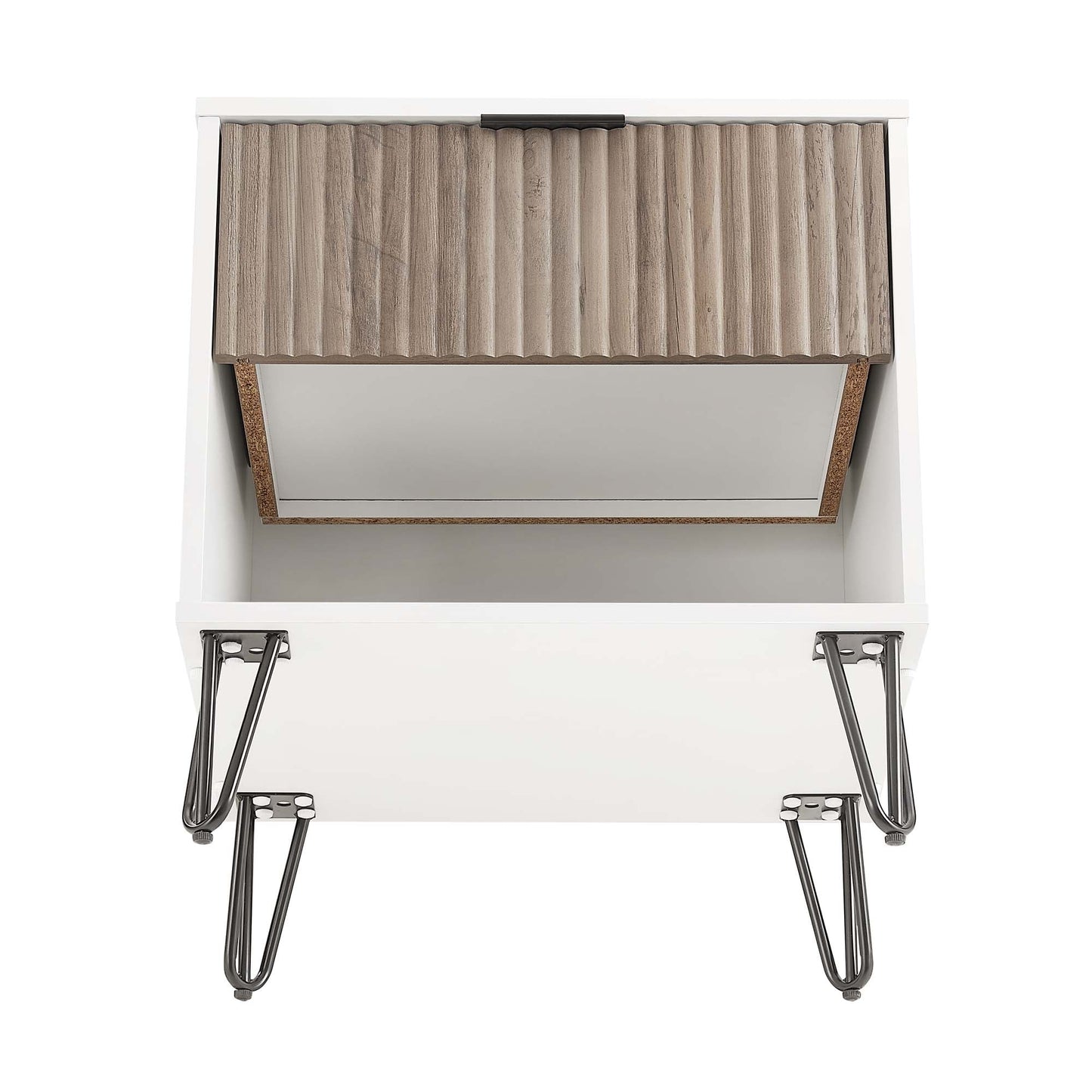 DUMBO 1.0 Nightstand in White and Rustic Grey - Ornate Home