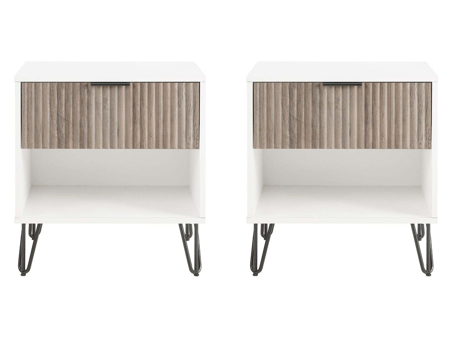 DUMBO 1.0 Nightstand in White and Rustic Grey (set of 2) - Ornate Home