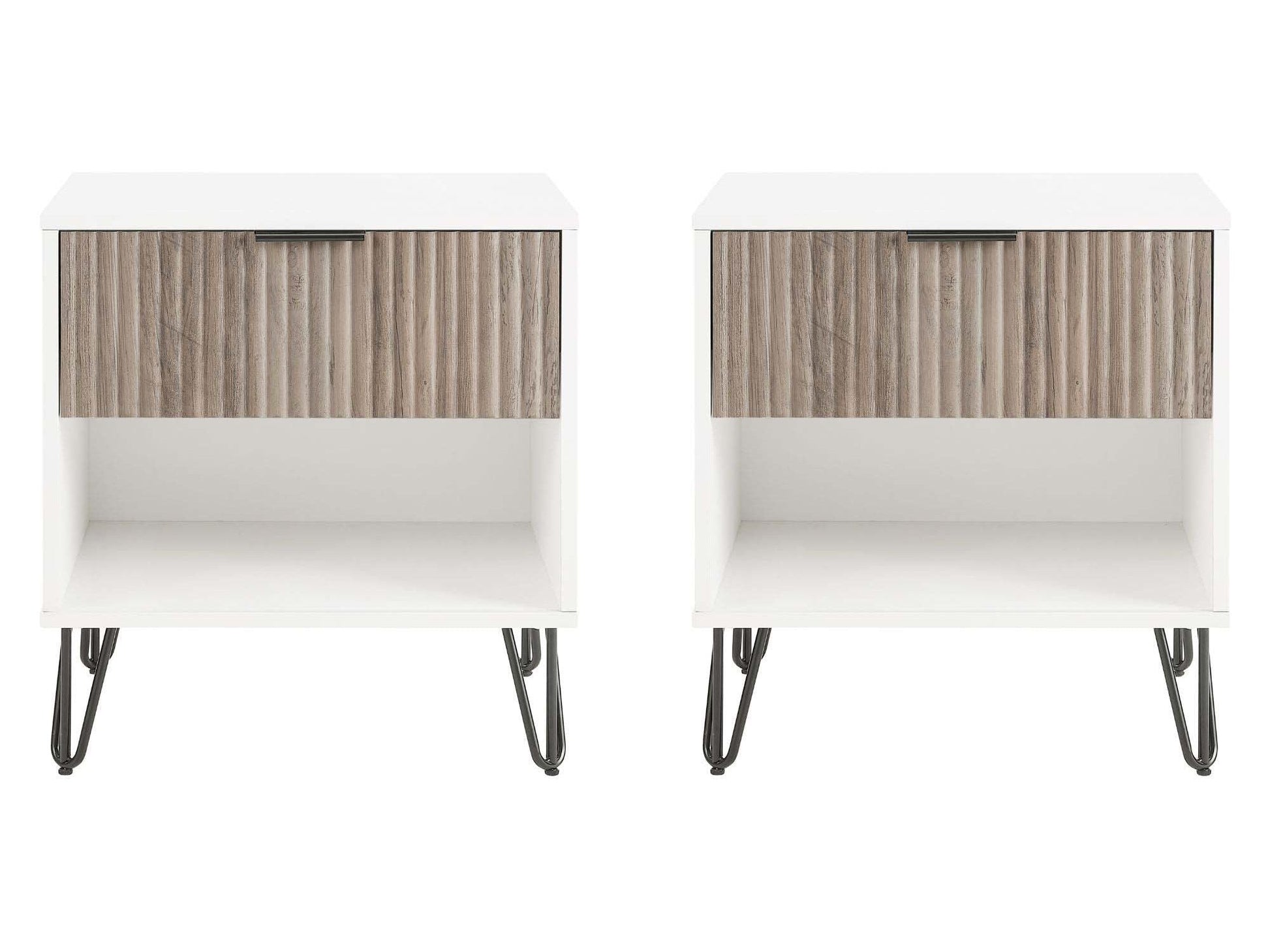 DUMBO 1.0 Nightstand in White and Rustic Grey (set of 2) - Ornate Home