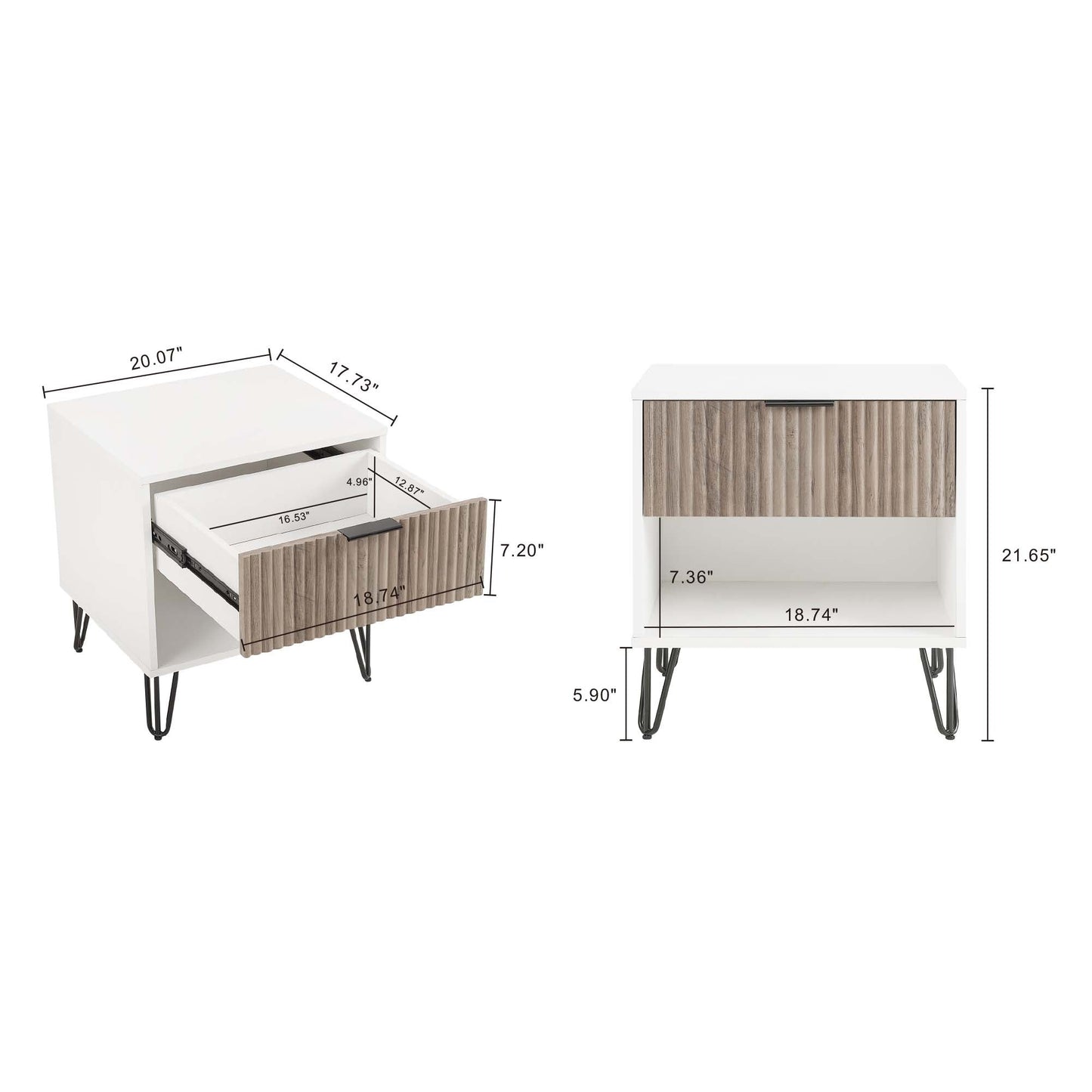 DUMBO 1.0 Nightstand in White and Rustic Grey (set of 2) - Ornate Home