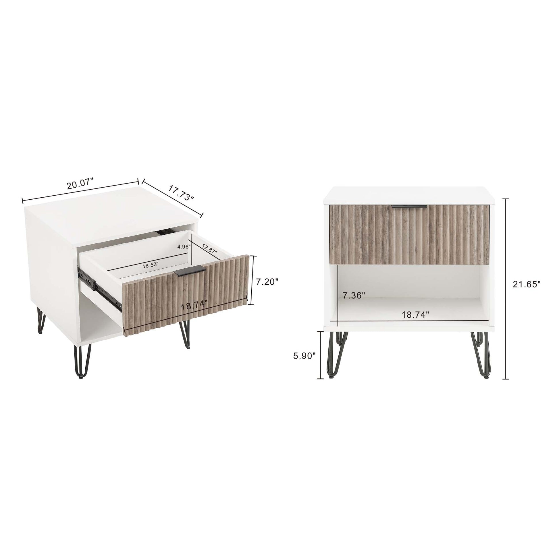 DUMBO 1.0 Nightstand in White and Rustic Grey (set of 2) - Ornate Home