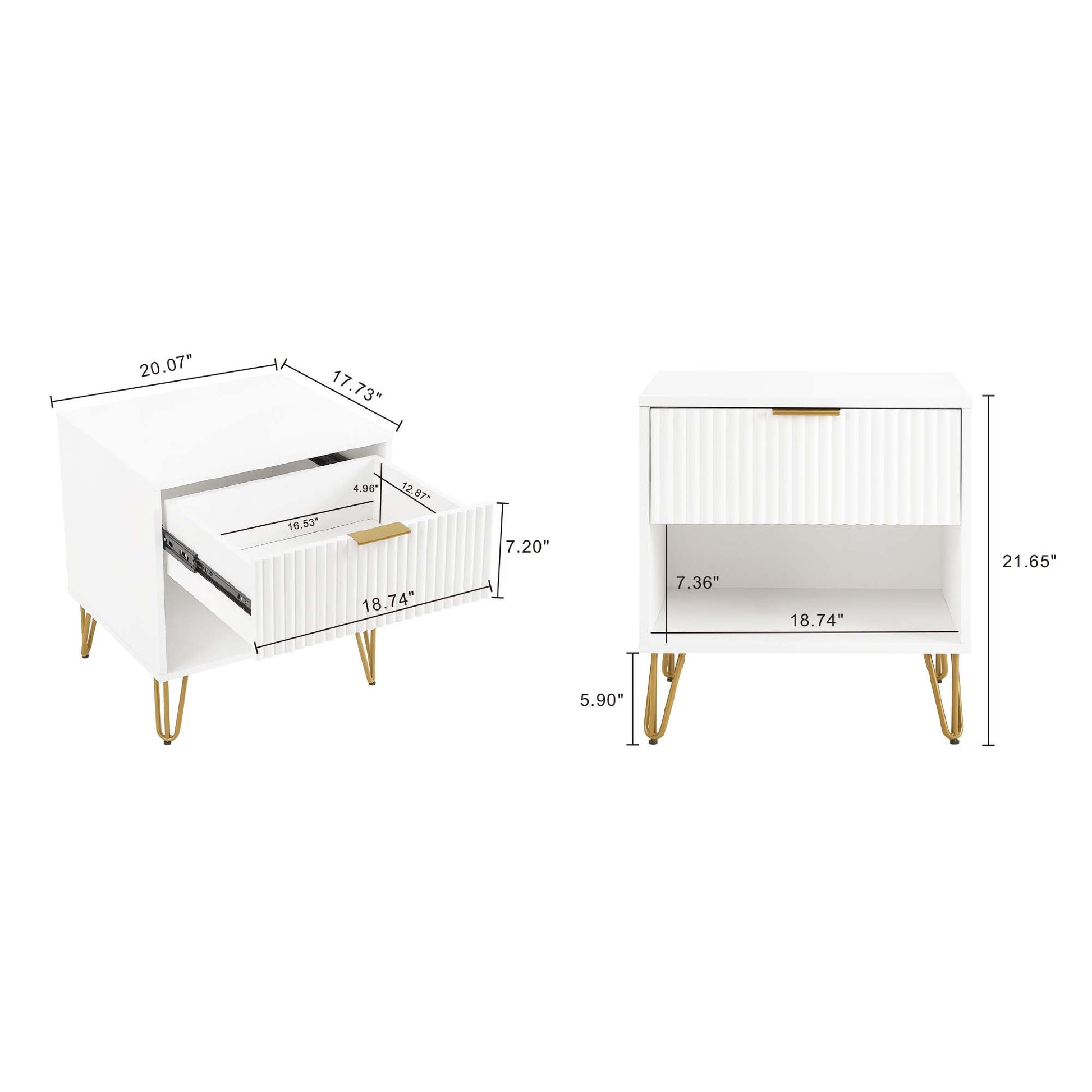 DUMBO 1.0 Nightstand in White (set of 2) - Ornate Home