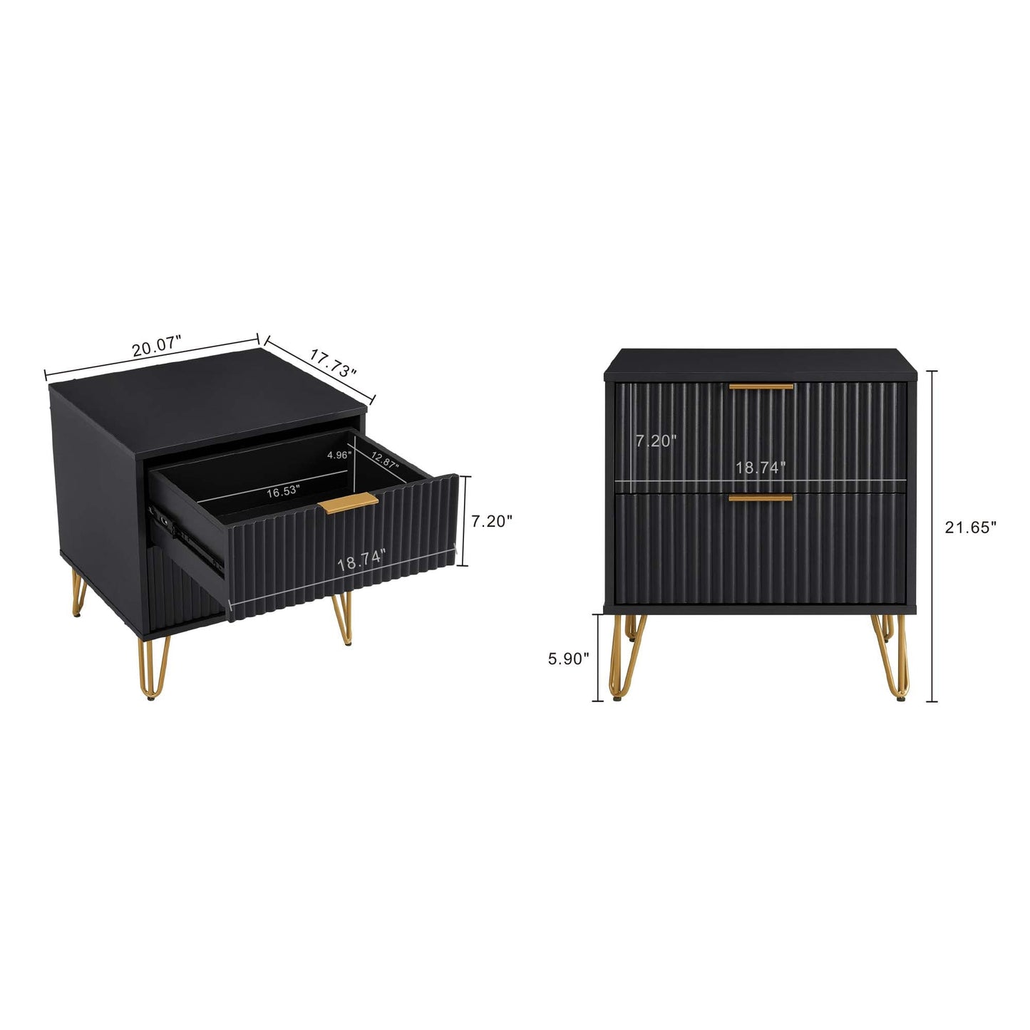 DUMBO 2.0 Nightstand in Black (set of 2) - Ornate Home