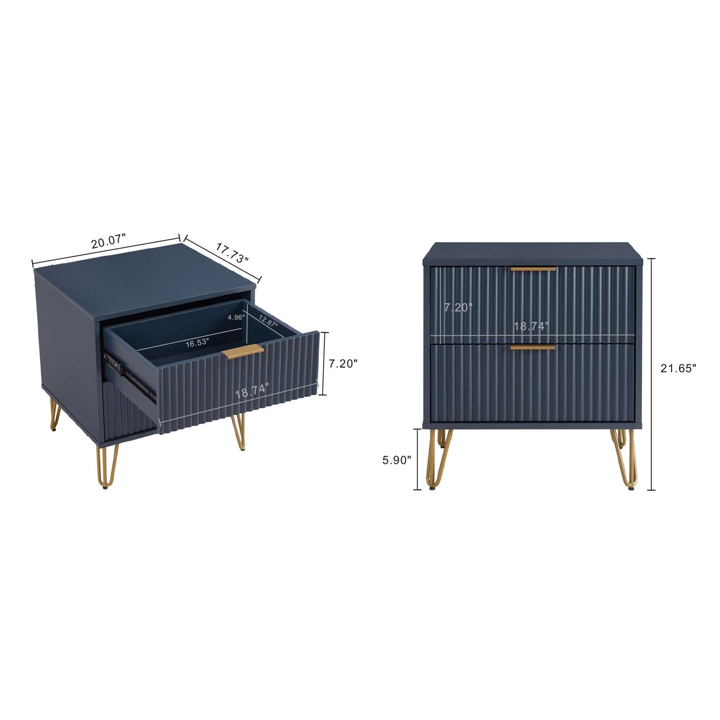 DUMBO 2.0 Nightstand in Midnight Blue - Ornate Home