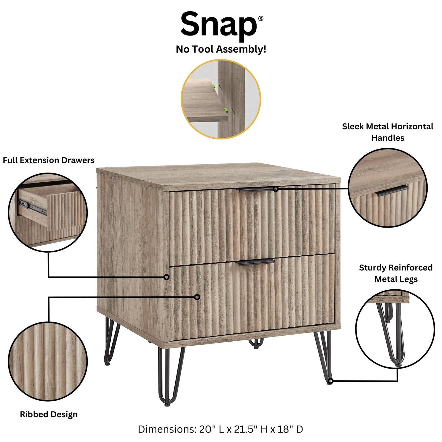 DUMBO 2.0 Nightstand in Rustic Grey - Ornate Home