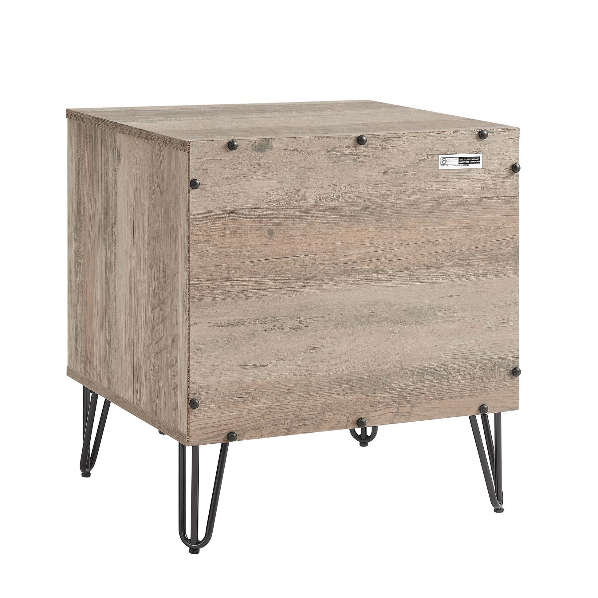 DUMBO 2.0 Nightstand in Rustic Grey - Ornate Home