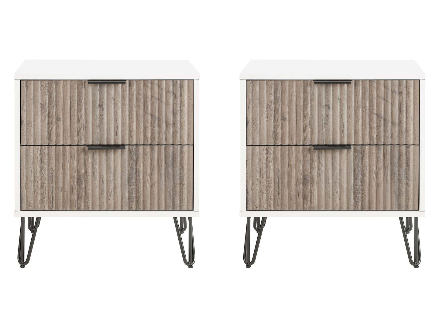 DUMBO 2.0 Nightstand in White and Rustic Grey (set of 2) - Ornate Home