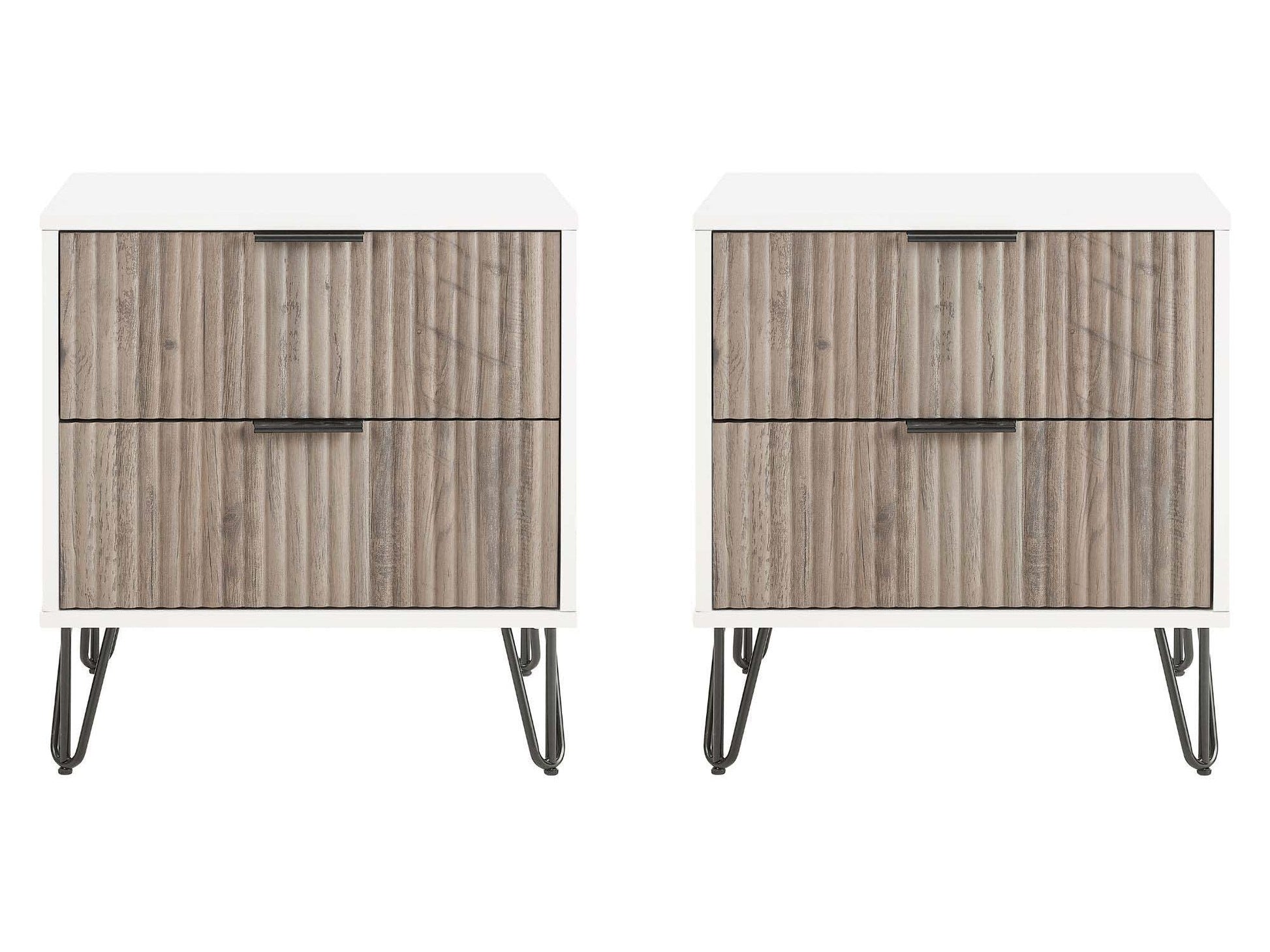 DUMBO 2.0 Nightstand in White and Rustic Grey (set of 2) - Ornate Home