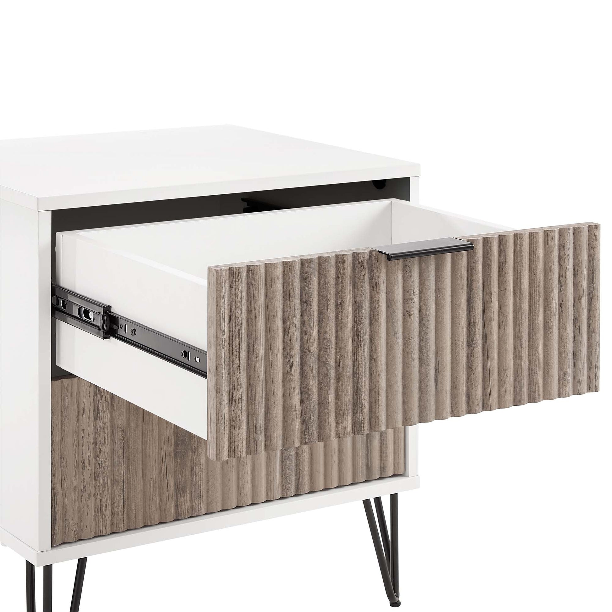 DUMBO 2.0 Nightstand in White and Rustic Grey (set of 2) - Ornate Home