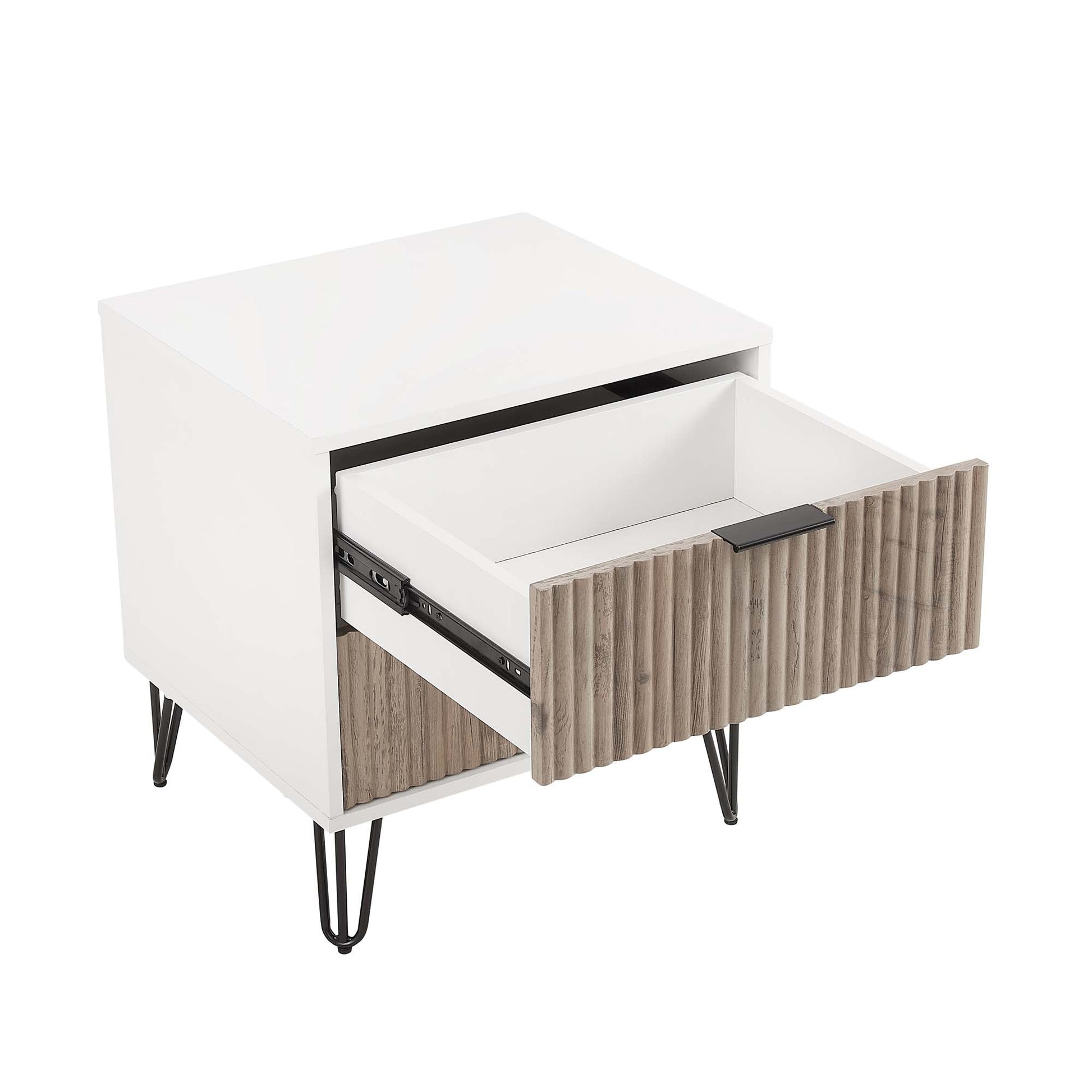 DUMBO 2.0 Nightstand in White and Rustic Grey (set of 2) - Ornate Home