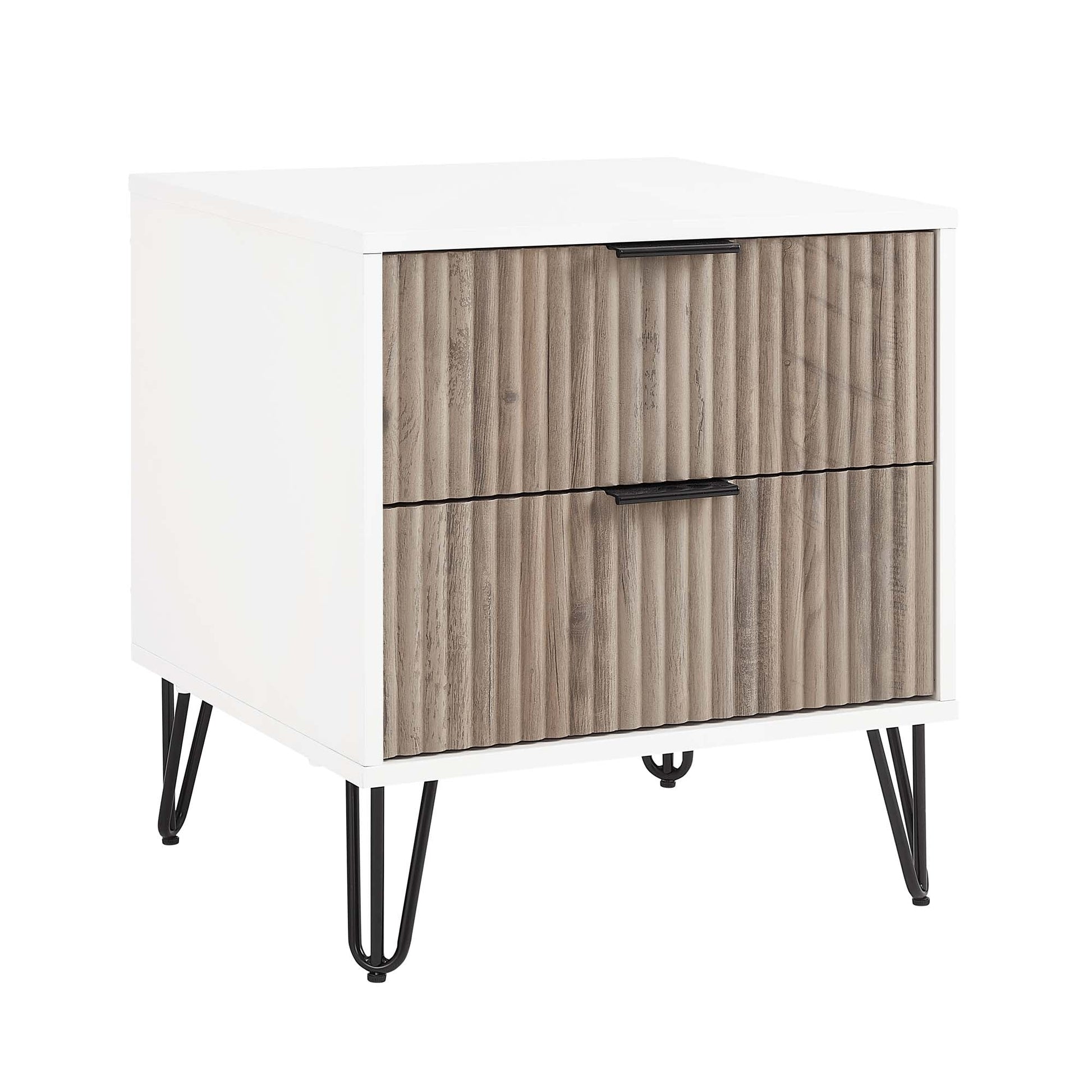 DUMBO 2.0 Nightstand in White and Rustic Grey (set of 2) - Ornate Home