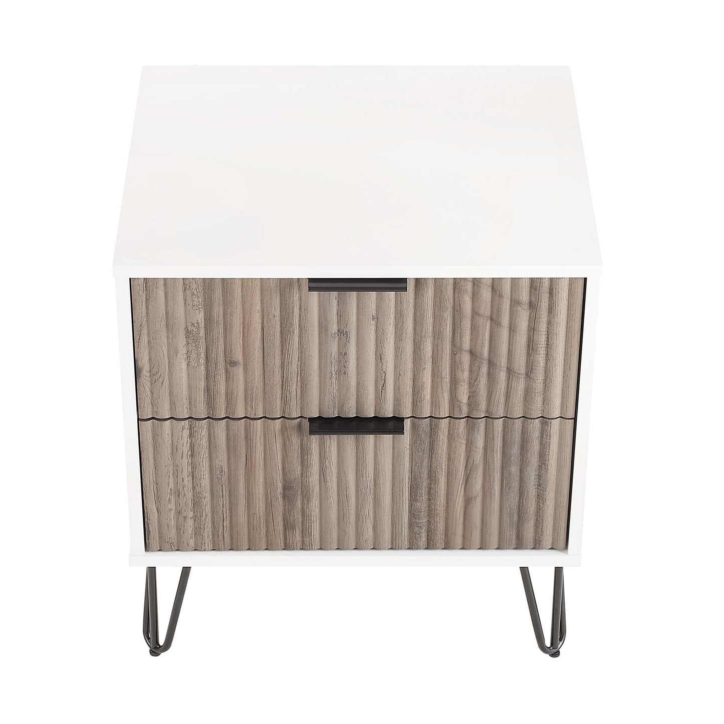 DUMBO 2.0 Nightstand in White and Rustic Grey (set of 2) - Ornate Home