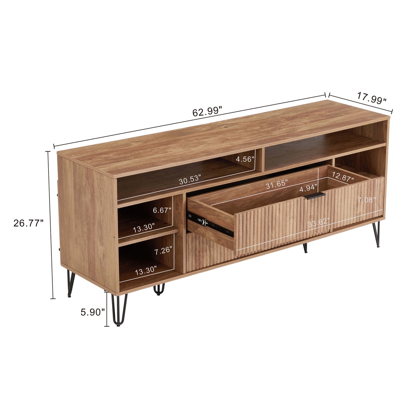 DUMBO 63" TV Stand in Golden Brown - Ornate Home