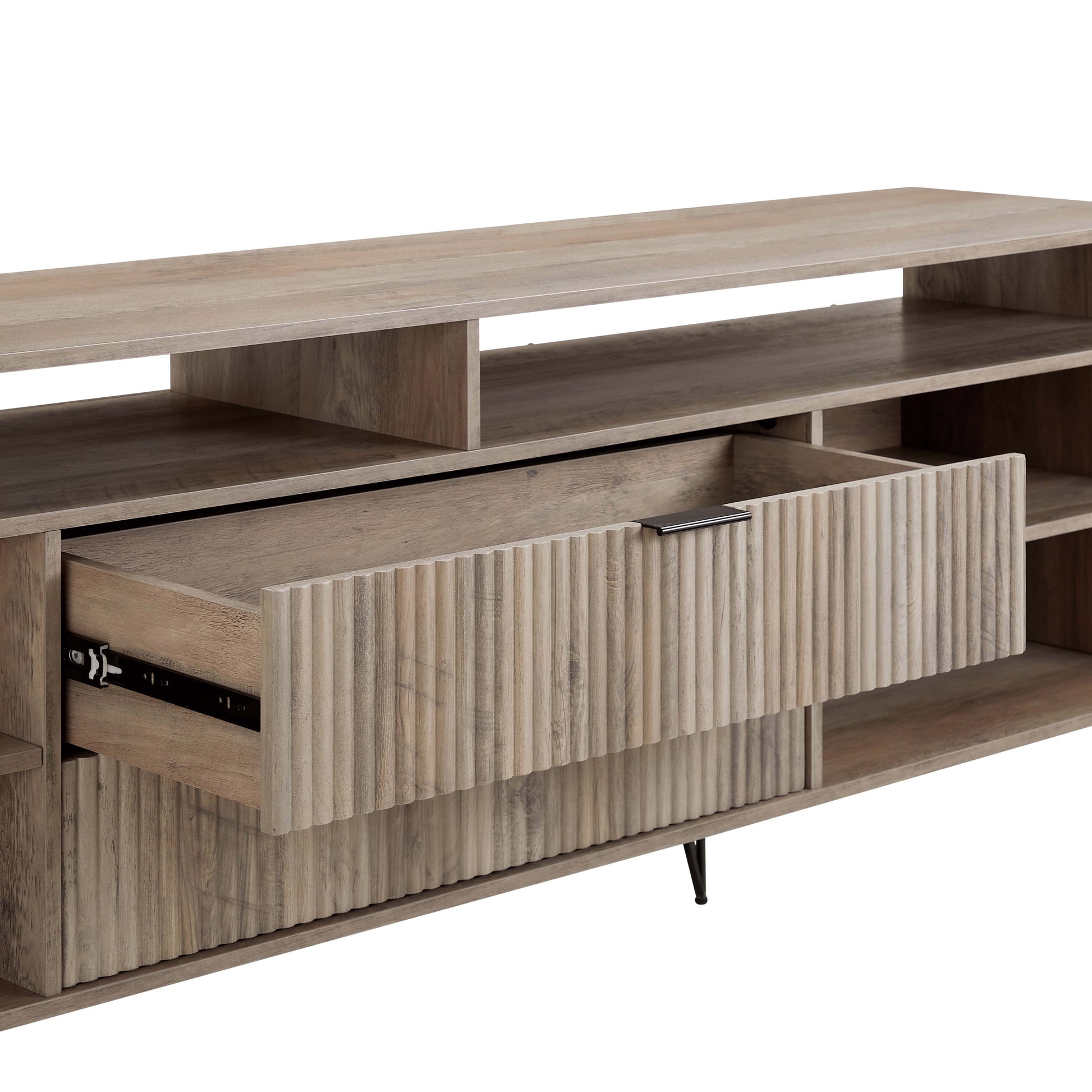 DUMBO 85" TV Stand in Rustic Grey - Ornate Home