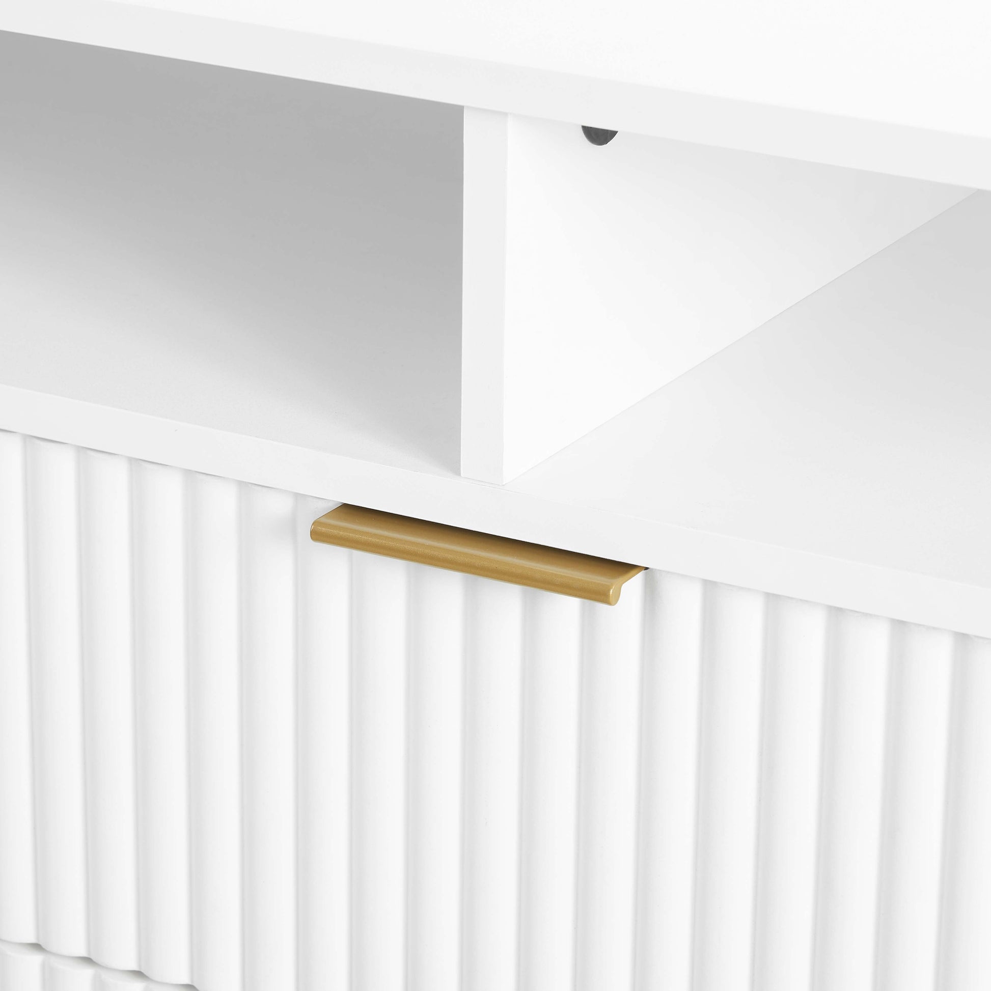 DUMBO 85" TV Stand in White - Ornate Home