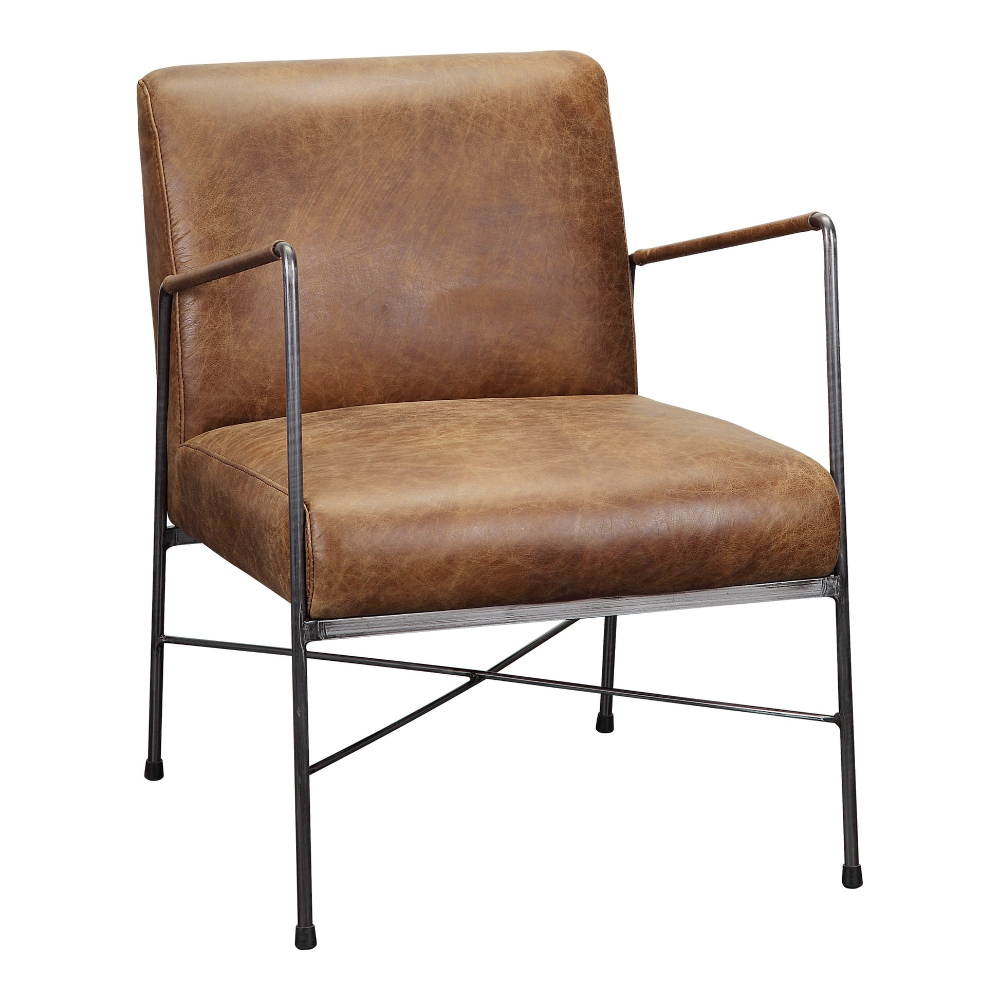 Dagwood Brown Leather Armchair - Ornate Home