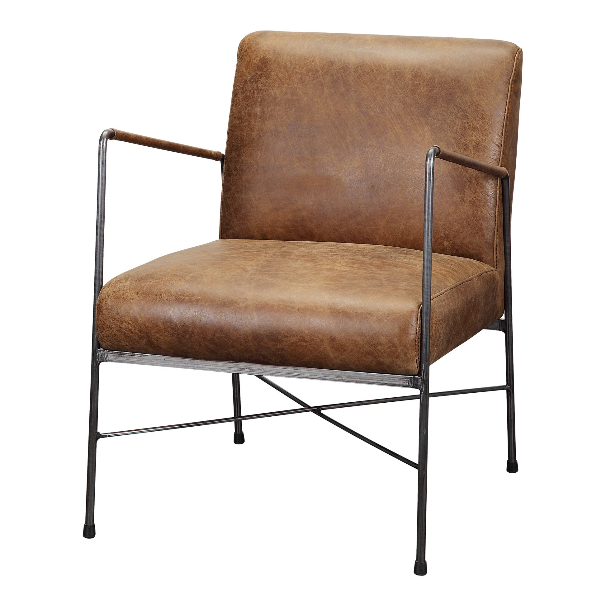 Dagwood Brown Leather Armchair - Ornate Home