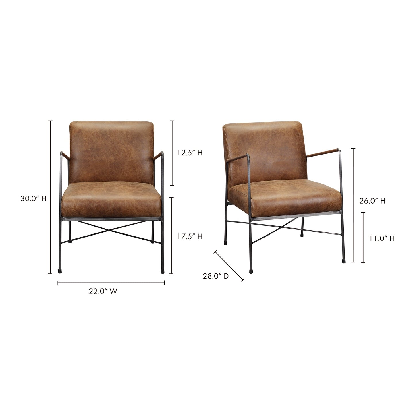 Dagwood Brown Leather Armchair - Ornate Home