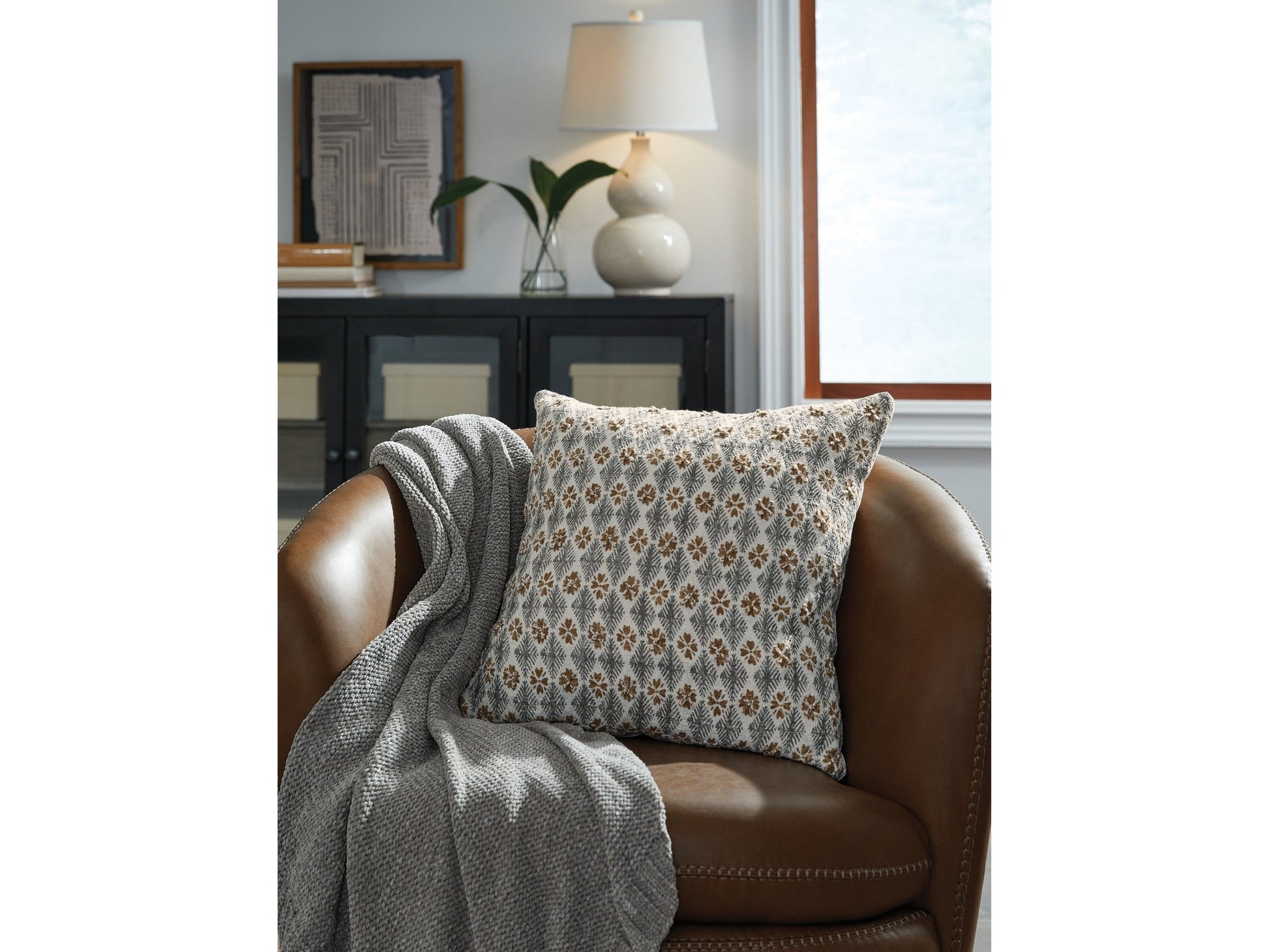 Dainwick White/Gray/Brown Pillow (Set of 4)- Viva Furn