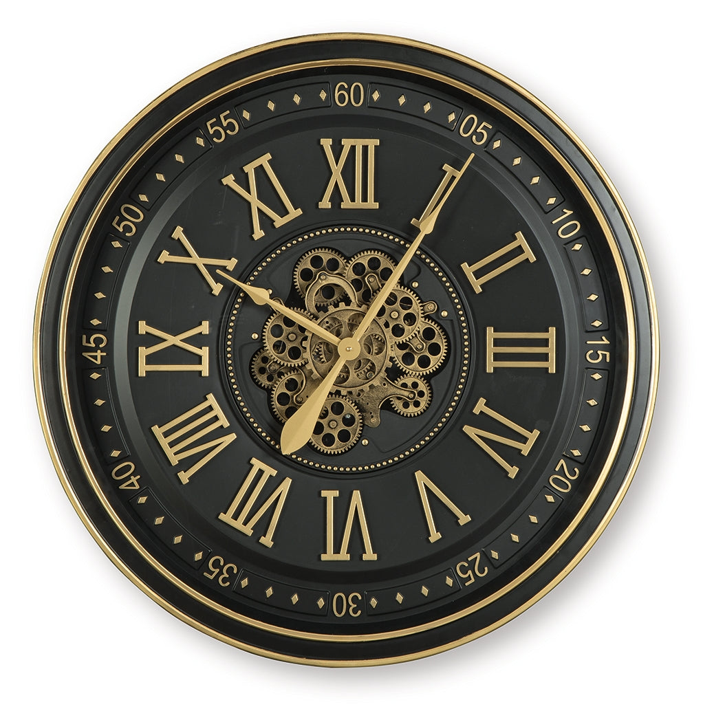 Dairton Black/Gold Finish Wall Clock- Viva Furn