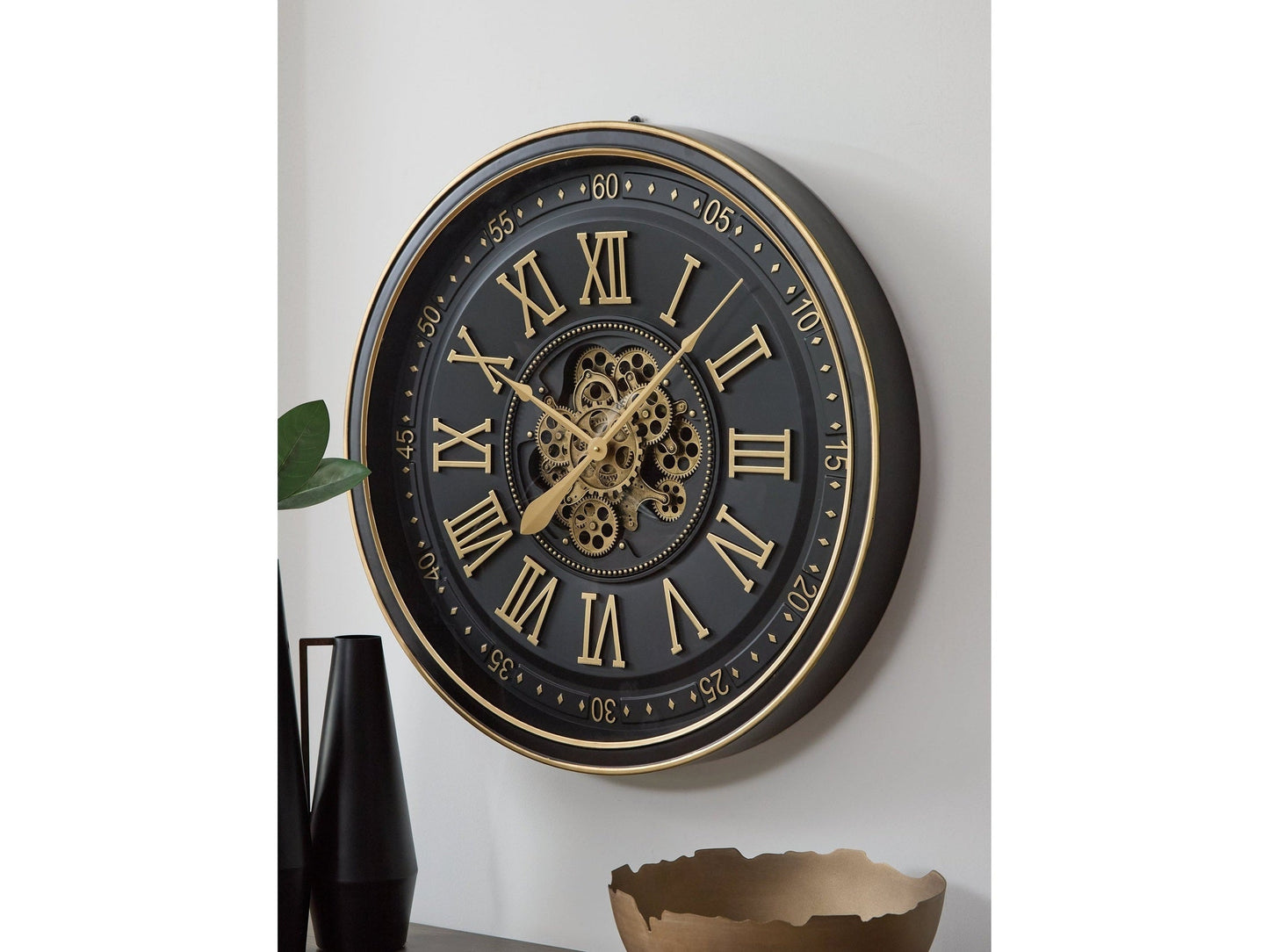 Dairton Black/Gold Finish Wall Clock- Viva Furn