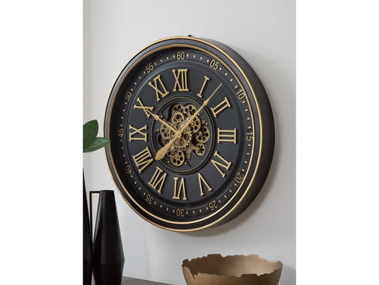 Dairton Black/Gold Finish Wall Clock- Viva Furn