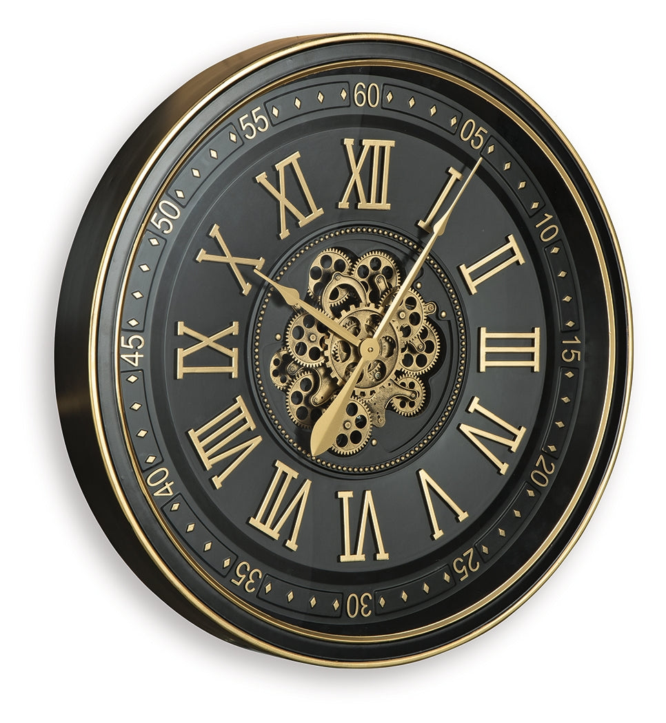 Dairton Black/Gold Finish Wall Clock- Viva Furn