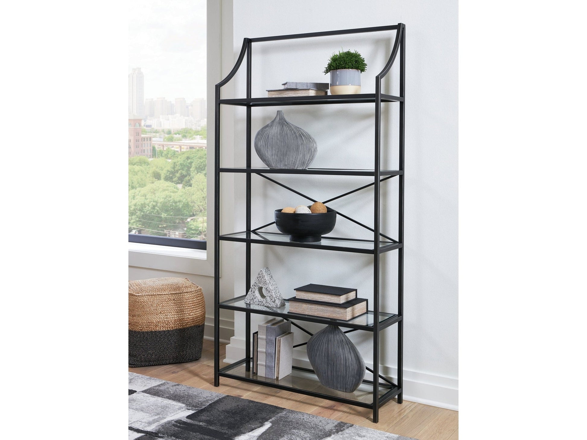 Dakerwell Antique Black Bookcase- Viva Furn