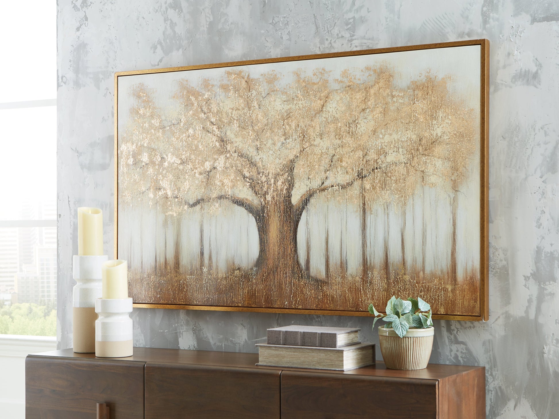 Dalewick Brown/Gray/Gold Finish Wall Art- Viva Furn