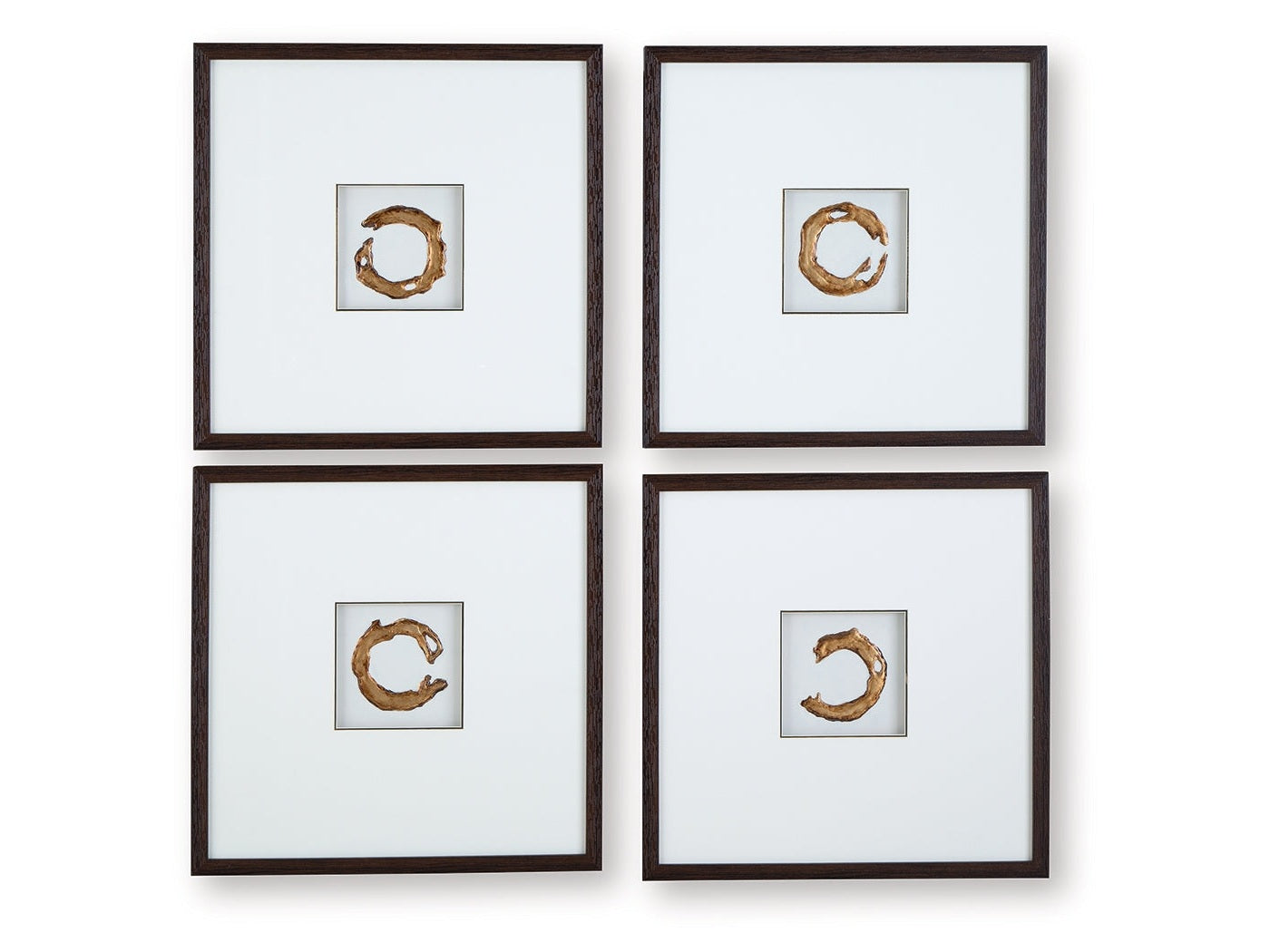 Dallbourne White/Gold Wall Art Set (Set of 4)- Viva Furn