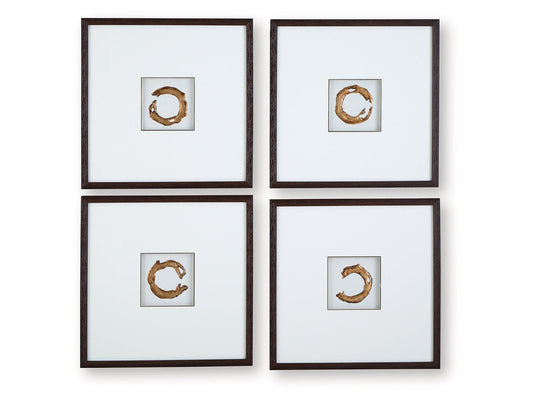Dallbourne White/Gold Wall Art Set (Set of 4)- Viva Furn