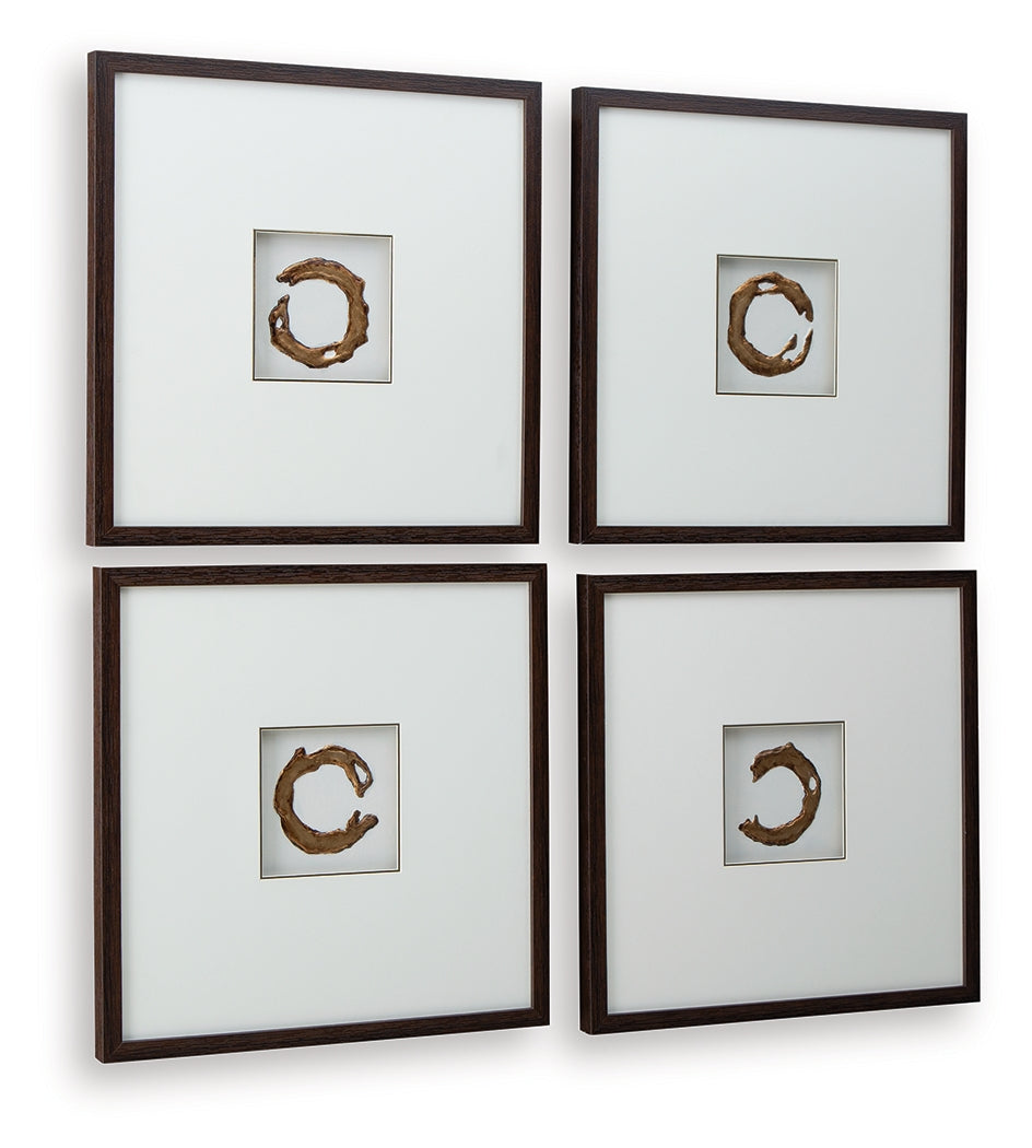 Dallbourne White/Gold Wall Art Set (Set of 4)- Viva Furn
