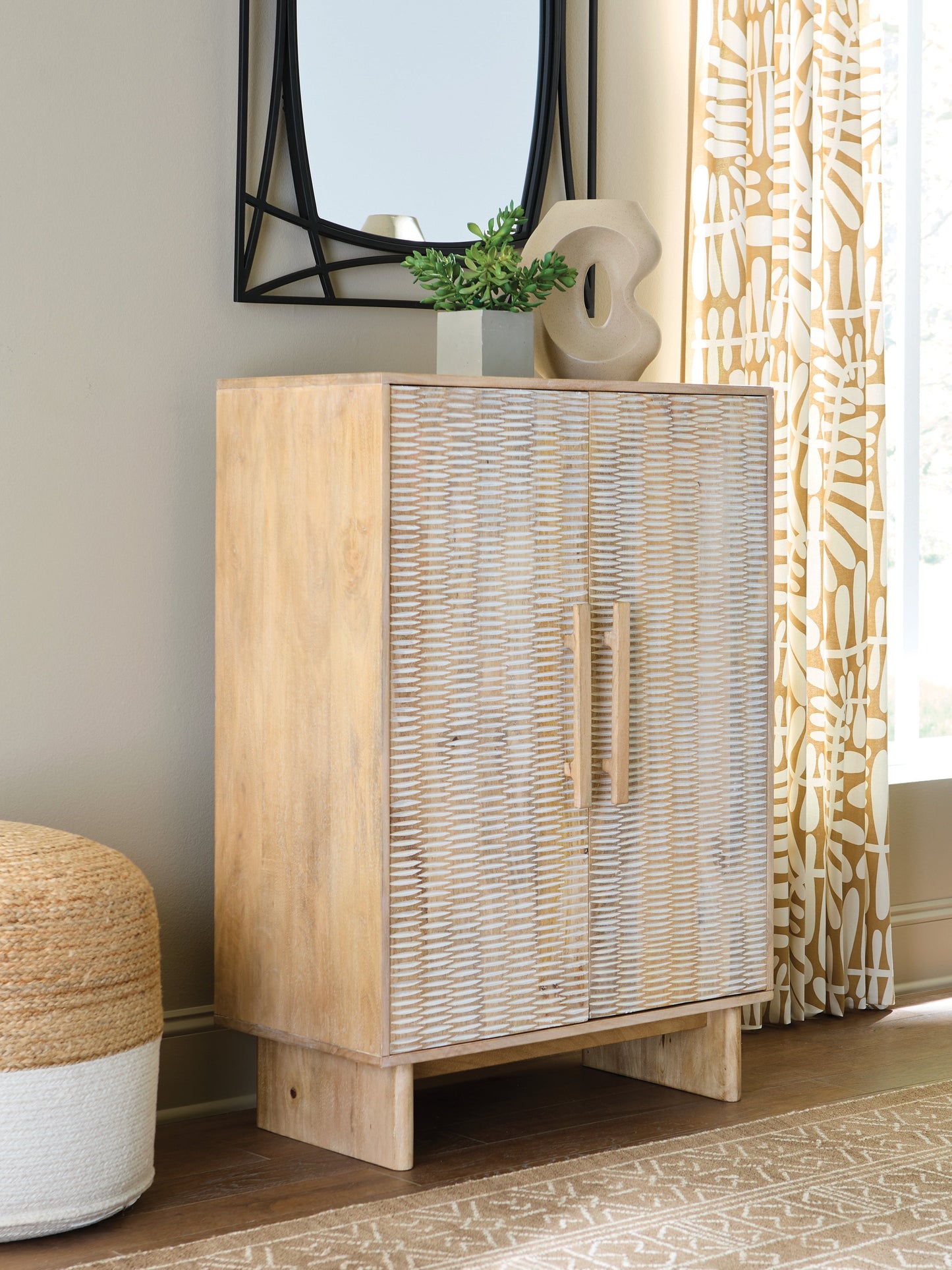 Dallinbury Natural/White Wash Accent Cabinet- Viva Furn