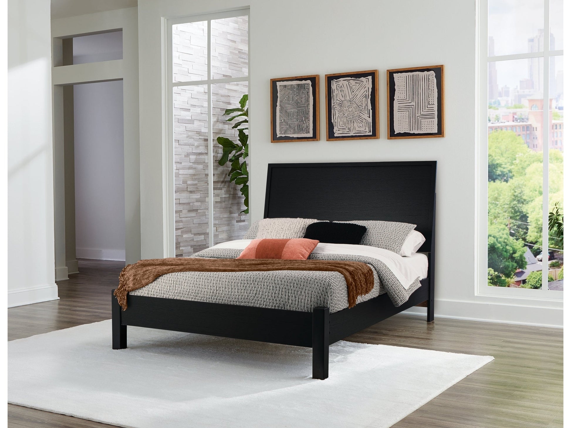 Danziar Black Full Panel Bed- Viva Furn