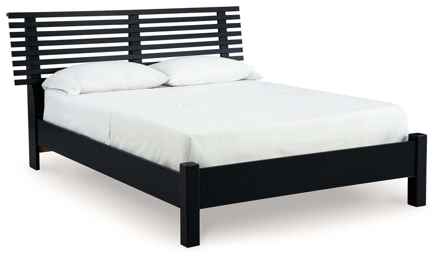 Danziar Black Full Slat Panel Bed- Viva Furn