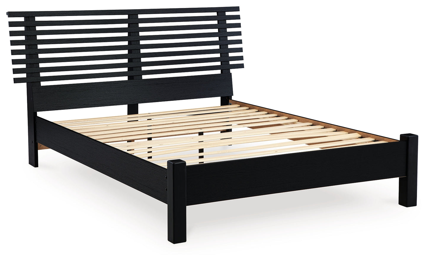 Danziar Black Full Slat Panel Bed- Viva Furn