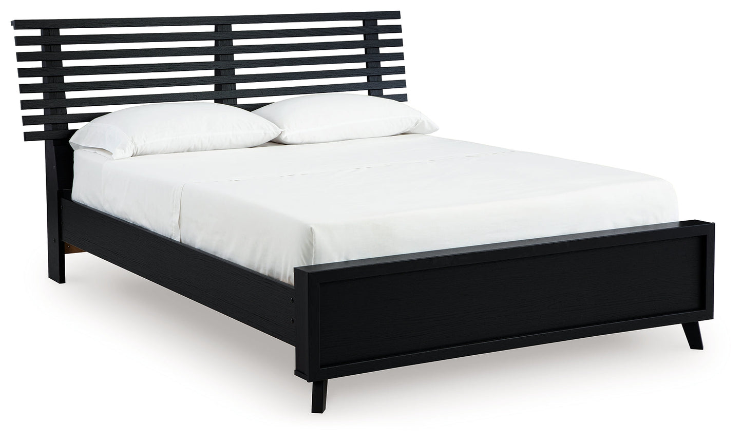 Danziar Black Full Slat Panel Bed- Viva Furn